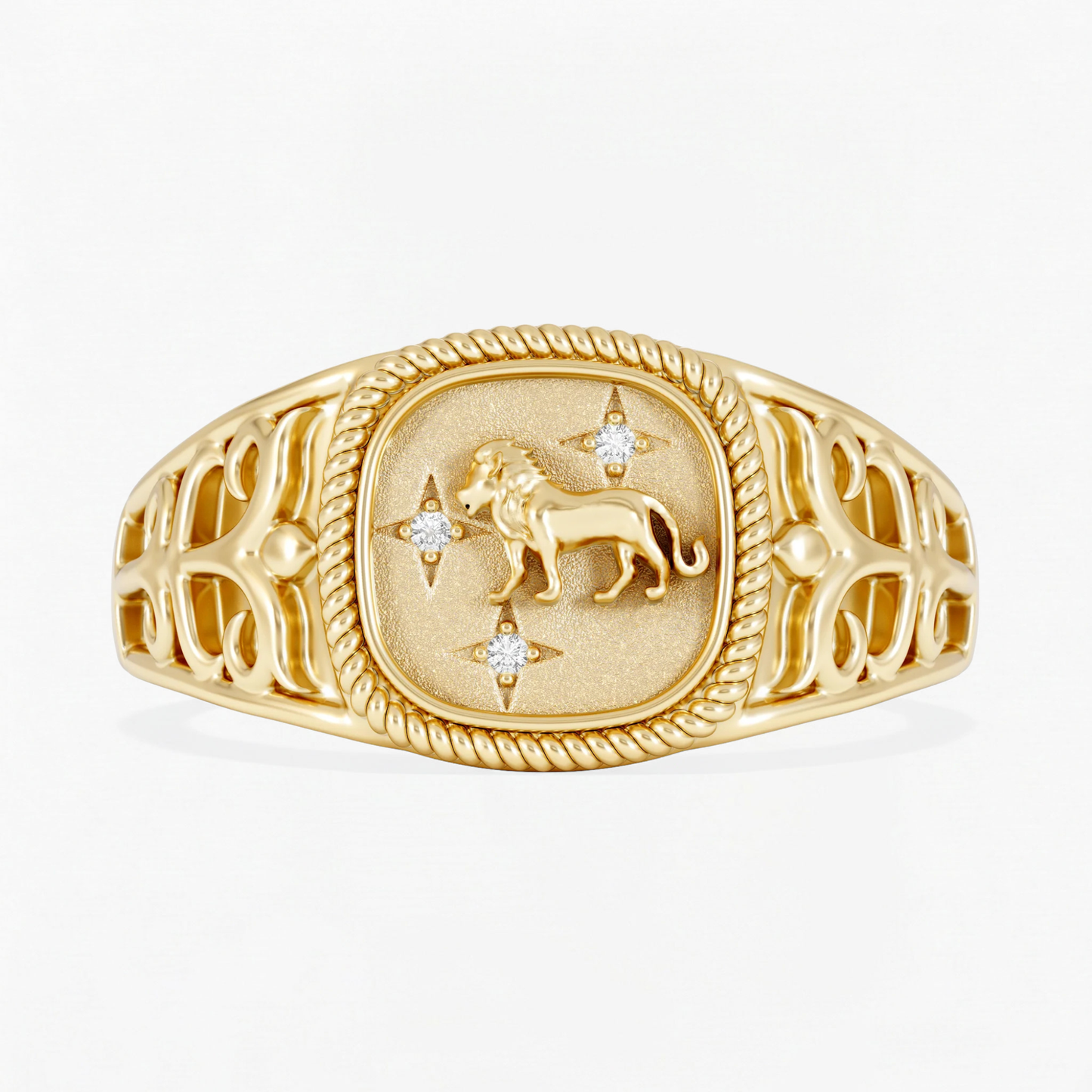 Leo Zodiac Lab Diamond Signet Ring