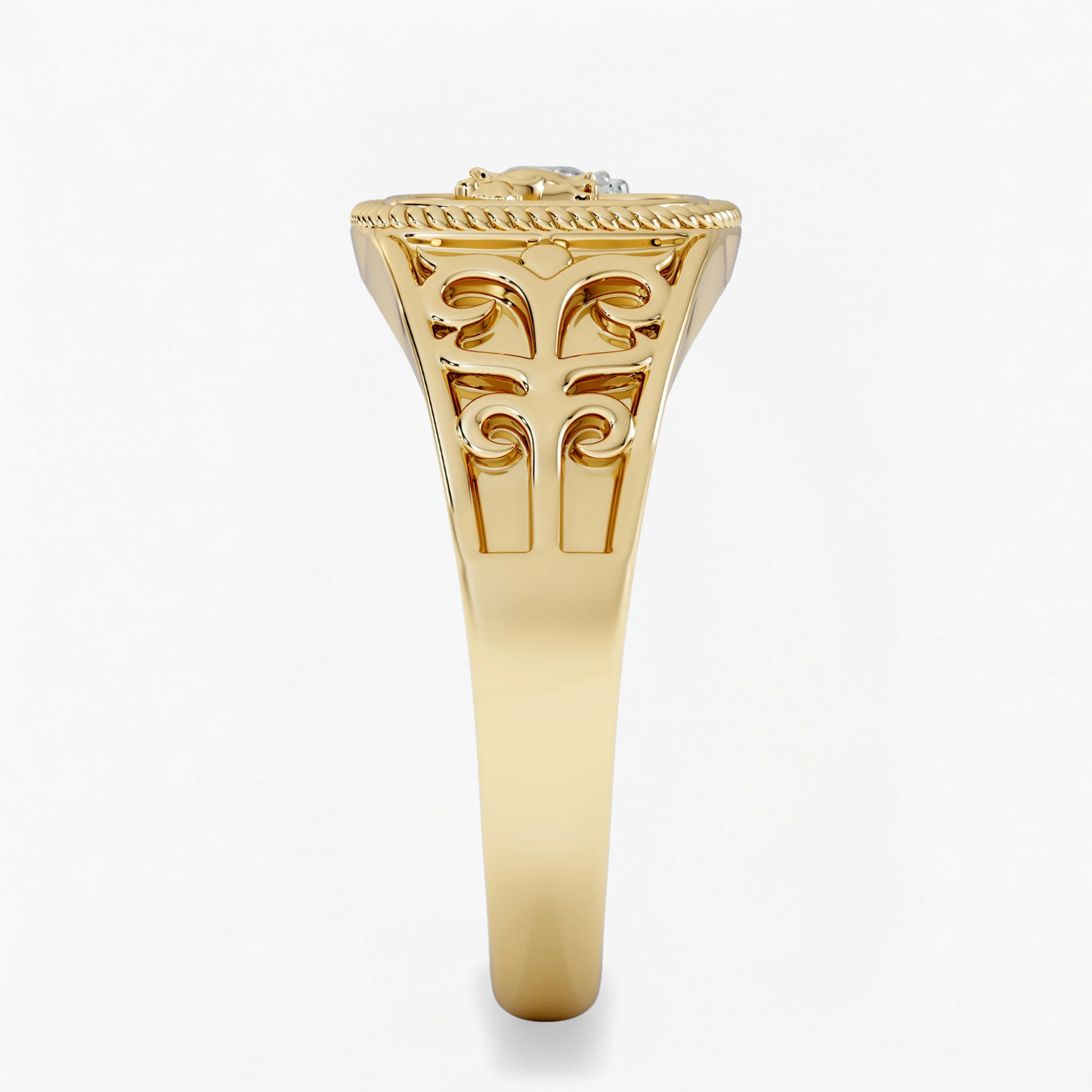 Leo Zodiac Lab Diamond Signet Ring