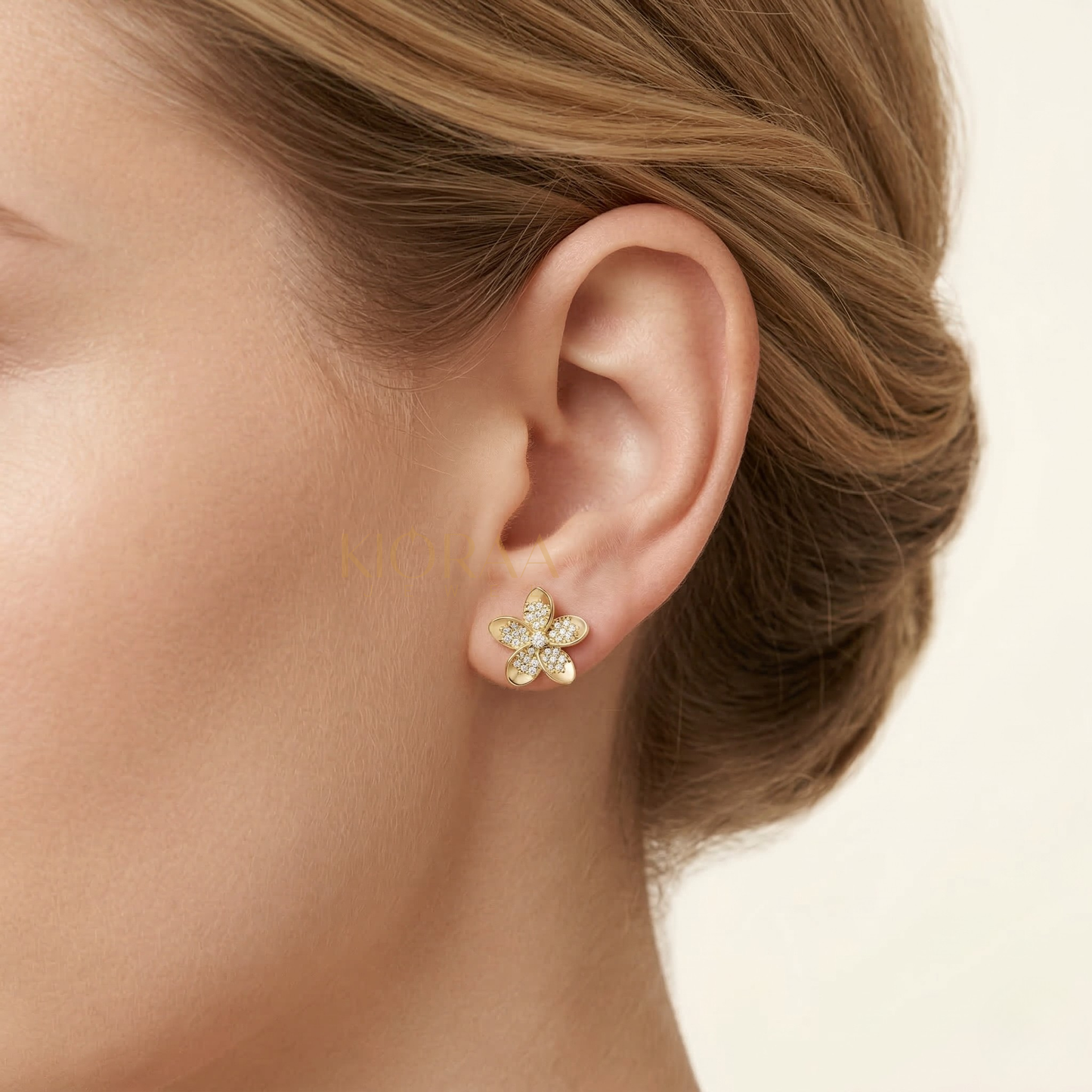 Radiant Plumeria Diamond Studs