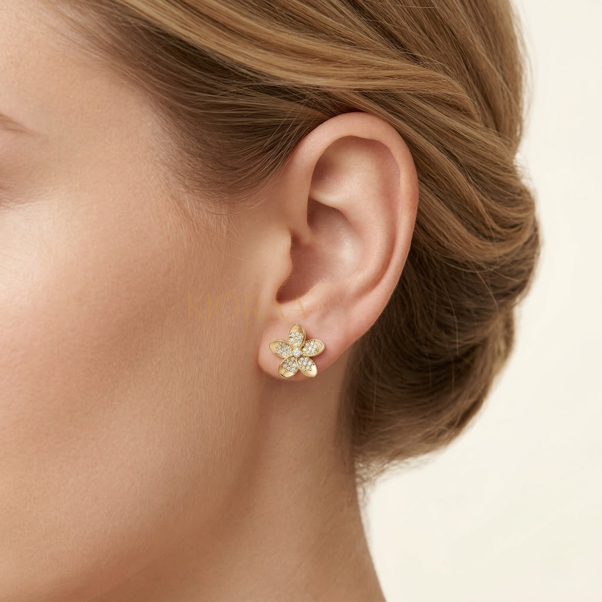 Radiant Plumeria Diamond Studs