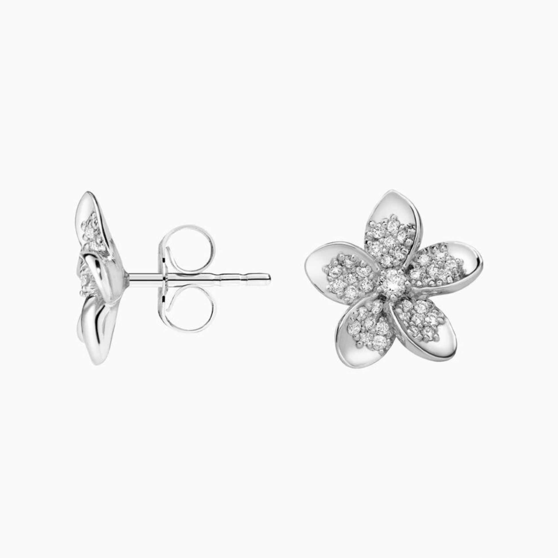 Radiant Plumeria Diamond Studs