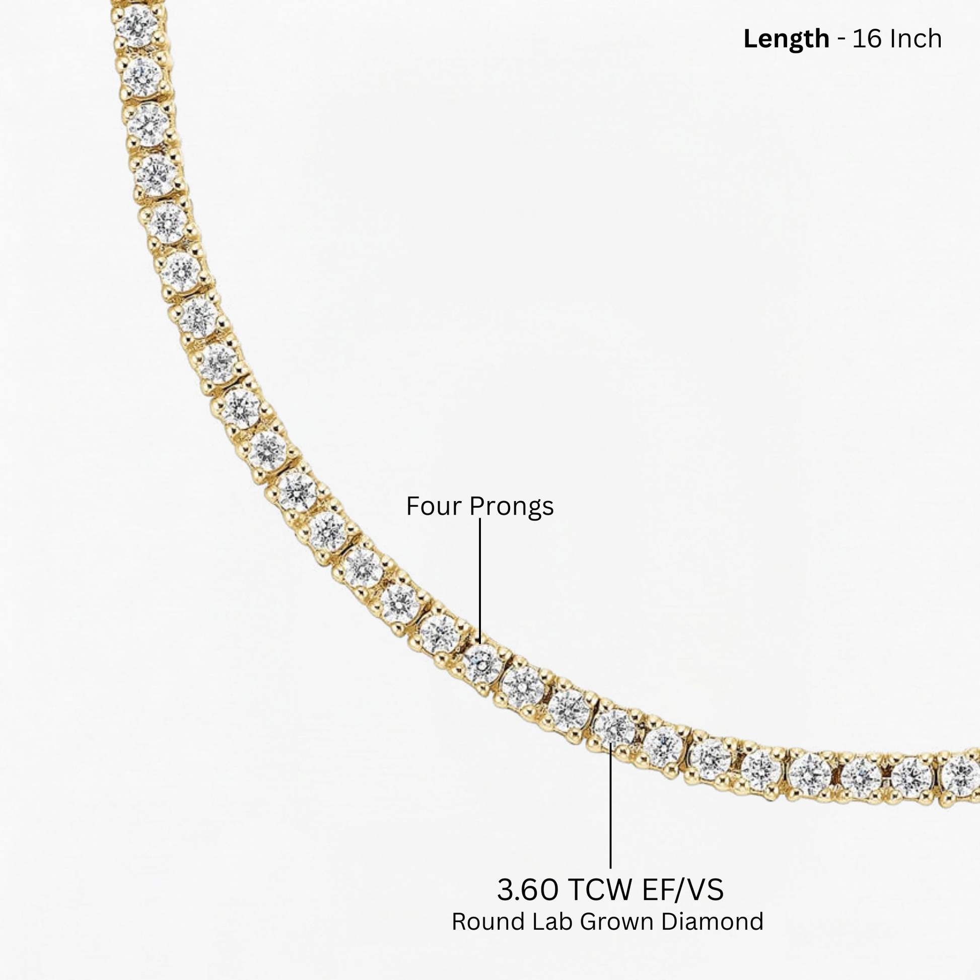 Four Prong Lab Diamond Tennis Necklace
