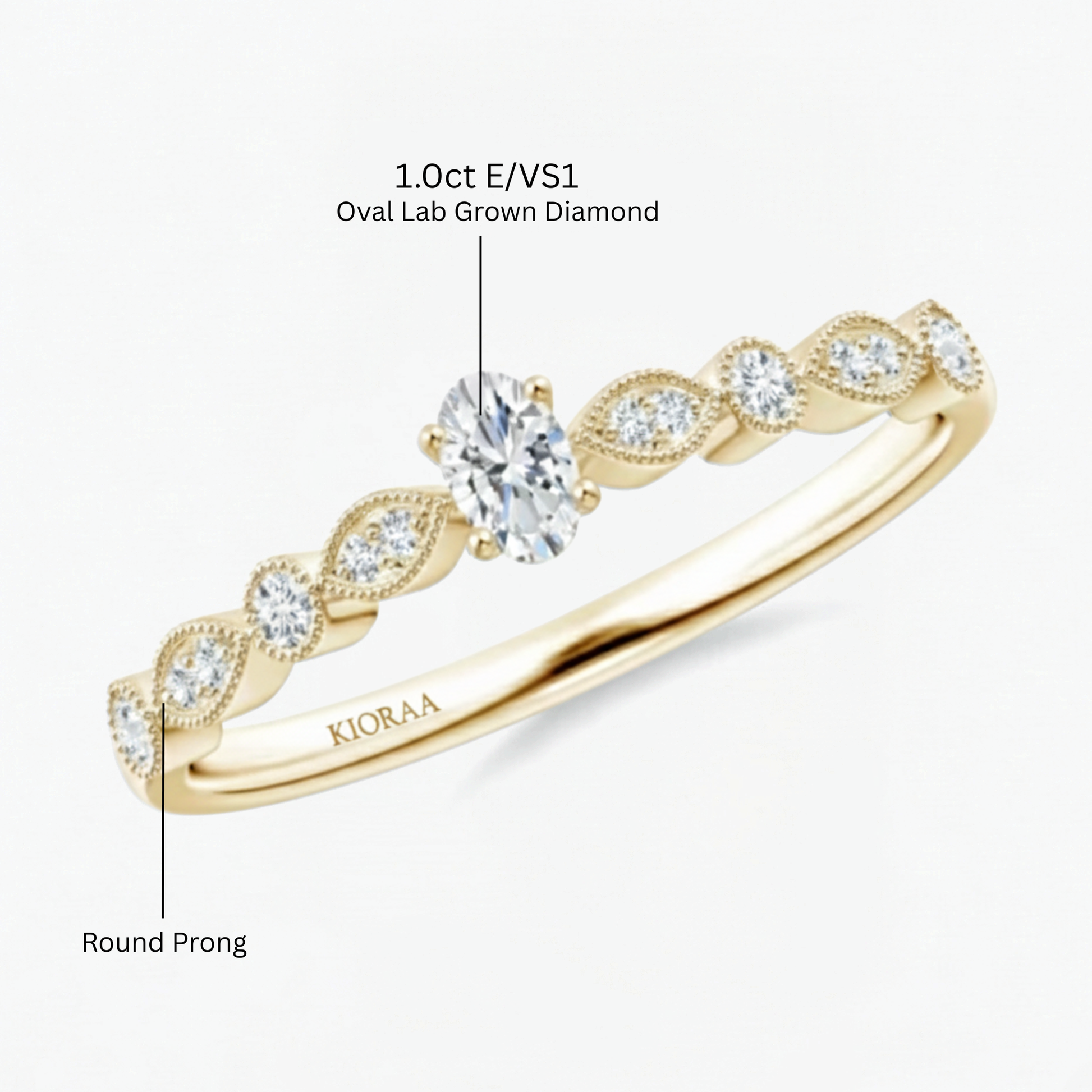 Vintage Halo Oval and Round Engagement Ring