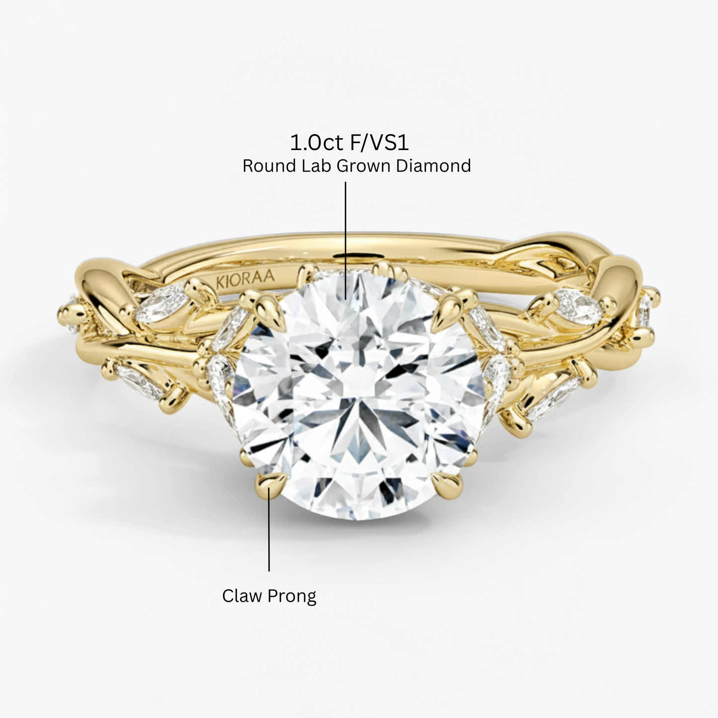 Nature Inspired Round Engagement Ring