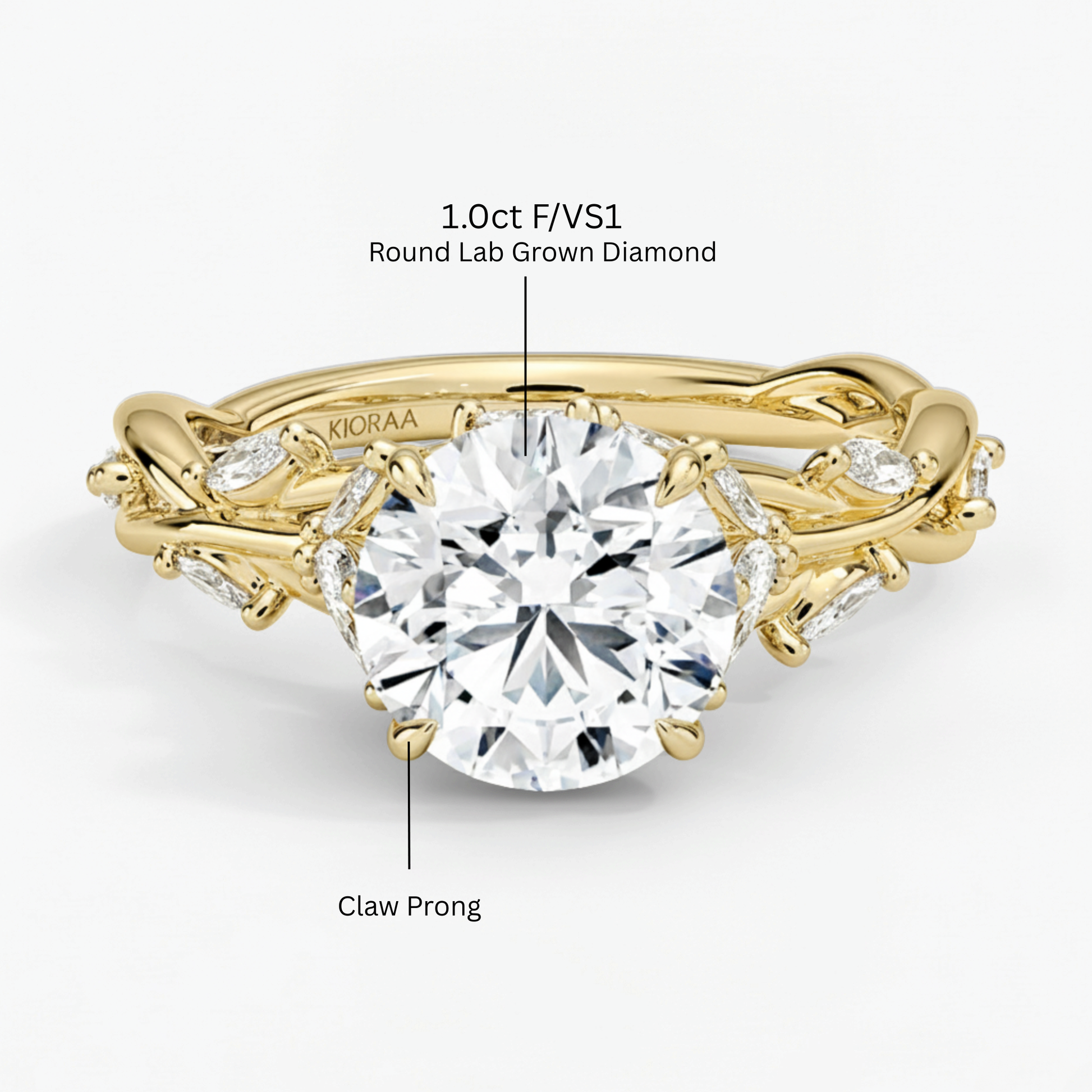 Nature Inspired Round Engagement Ring