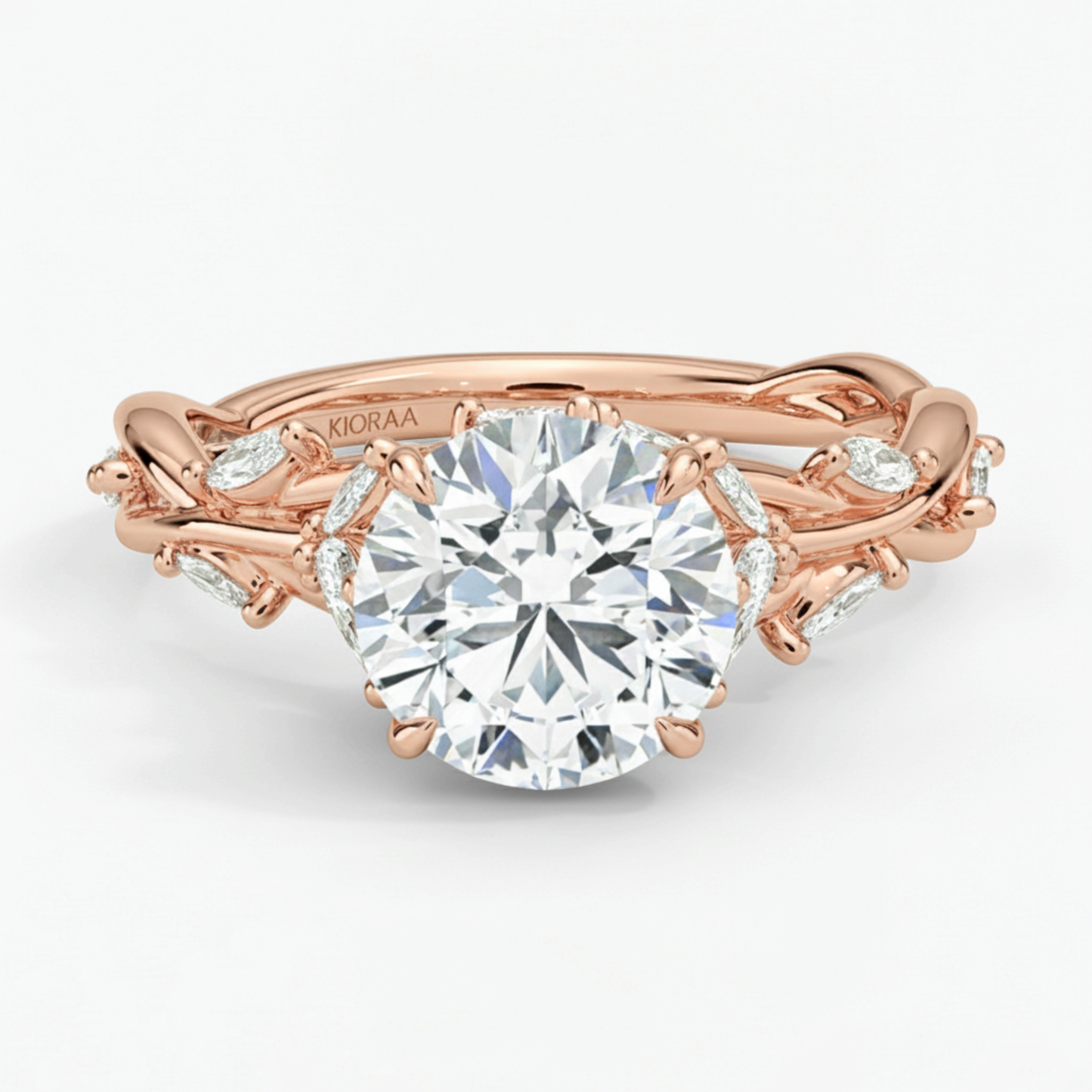 Nature Inspired Round Engagement Ring