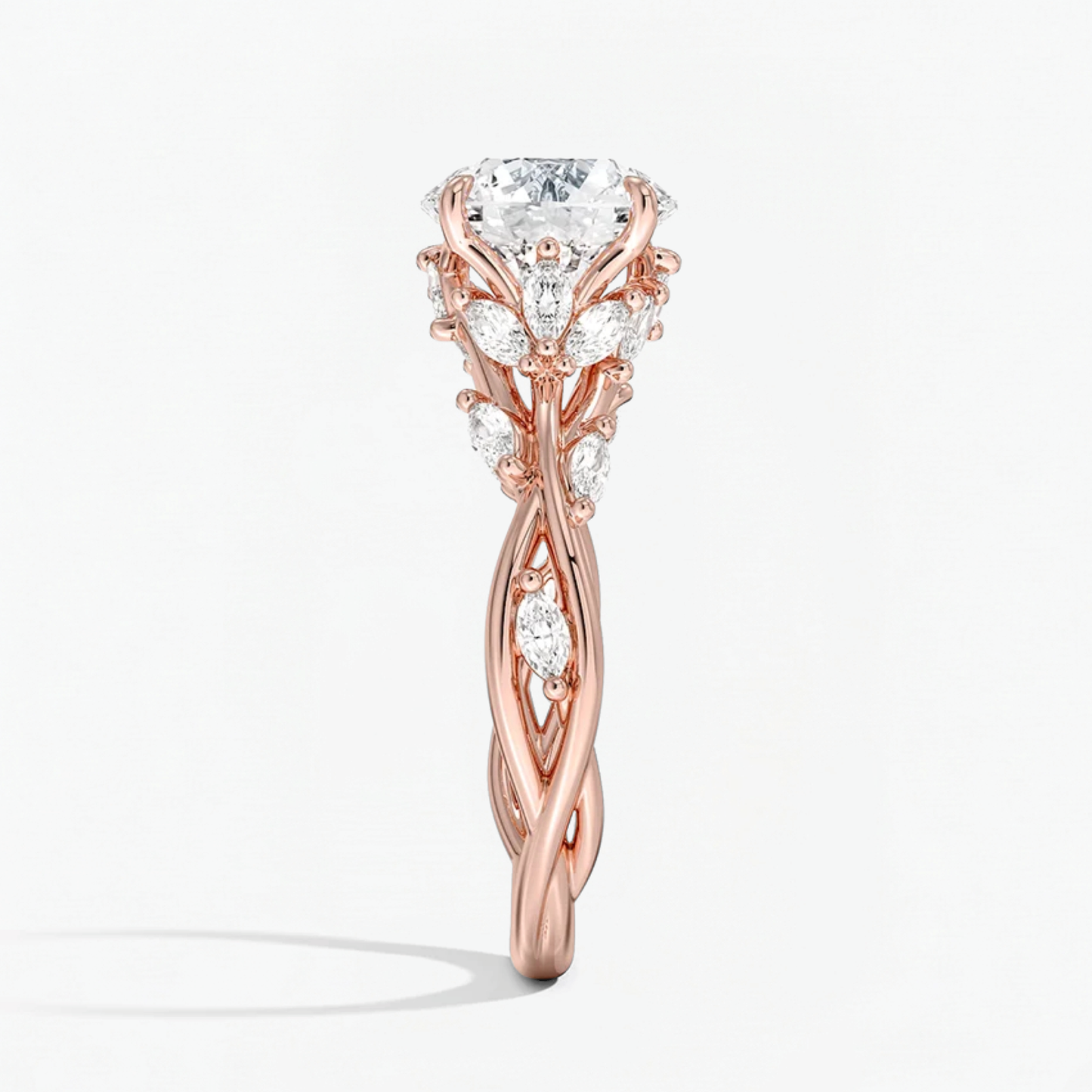 Nature Inspired Round Engagement Ring