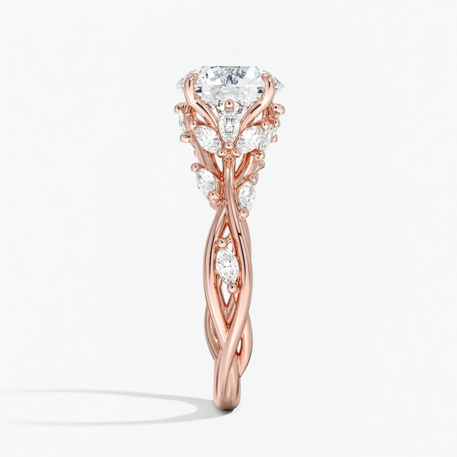 Nature Inspired Round Engagement Ring