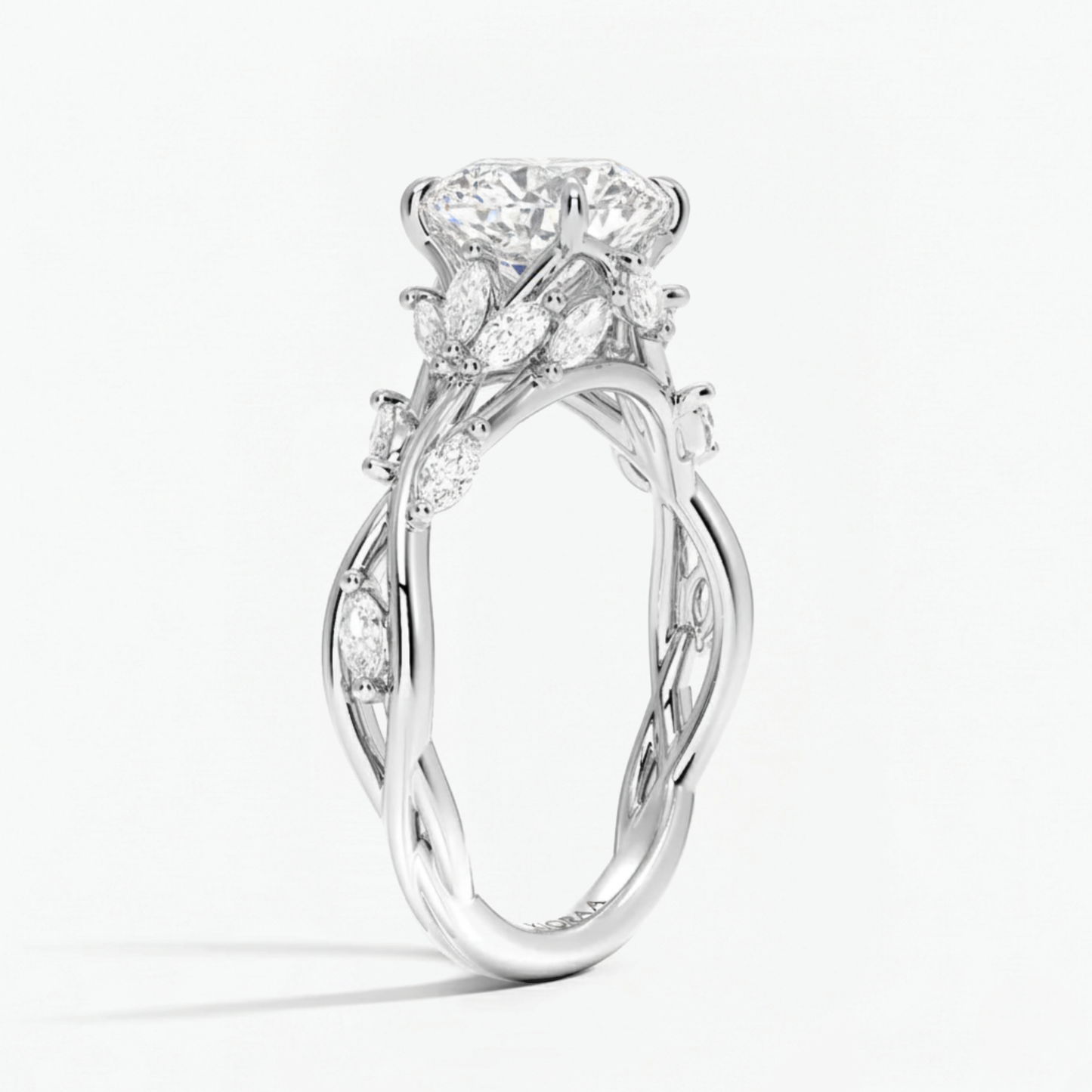 Nature Inspired Round Engagement Ring