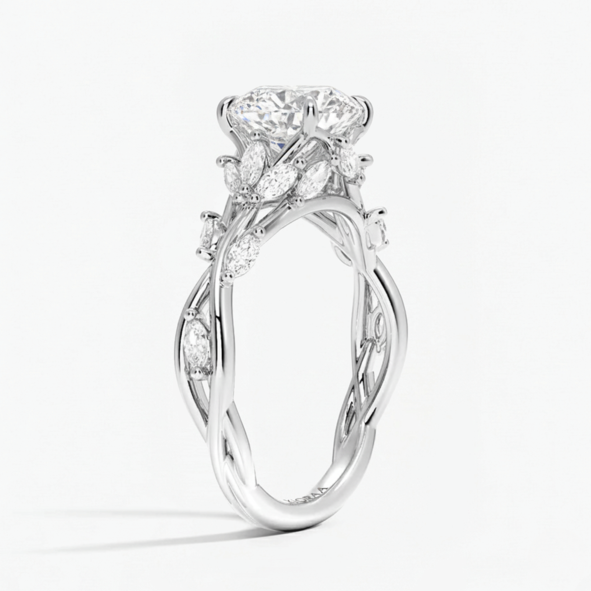 Nature Inspired Round Engagement Ring