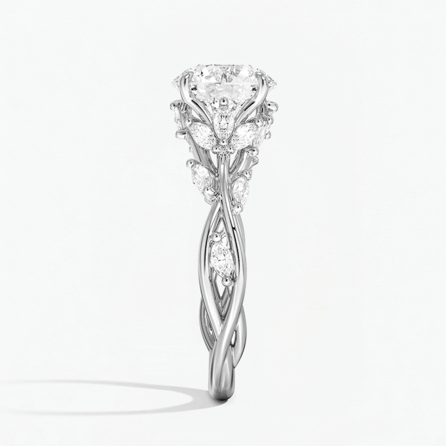 Nature Inspired Round Engagement Ring