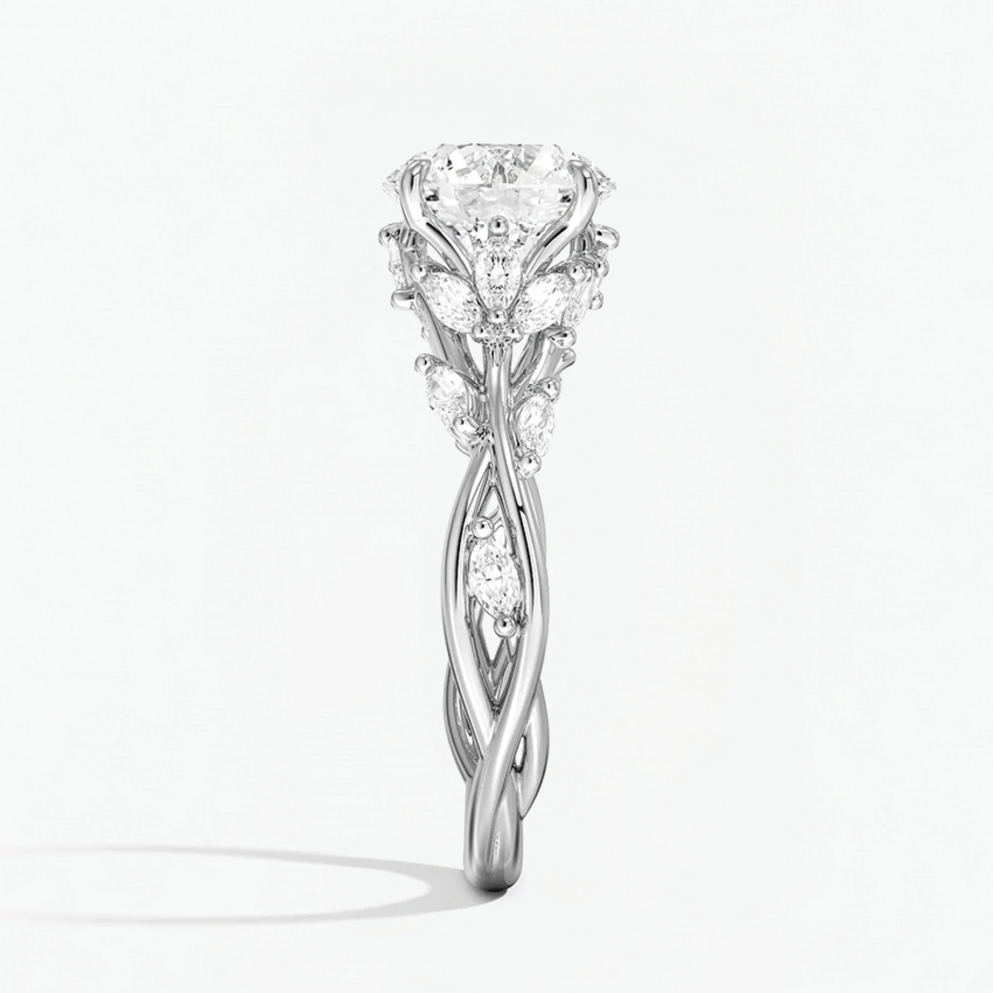 Nature Inspired Round Engagement Ring