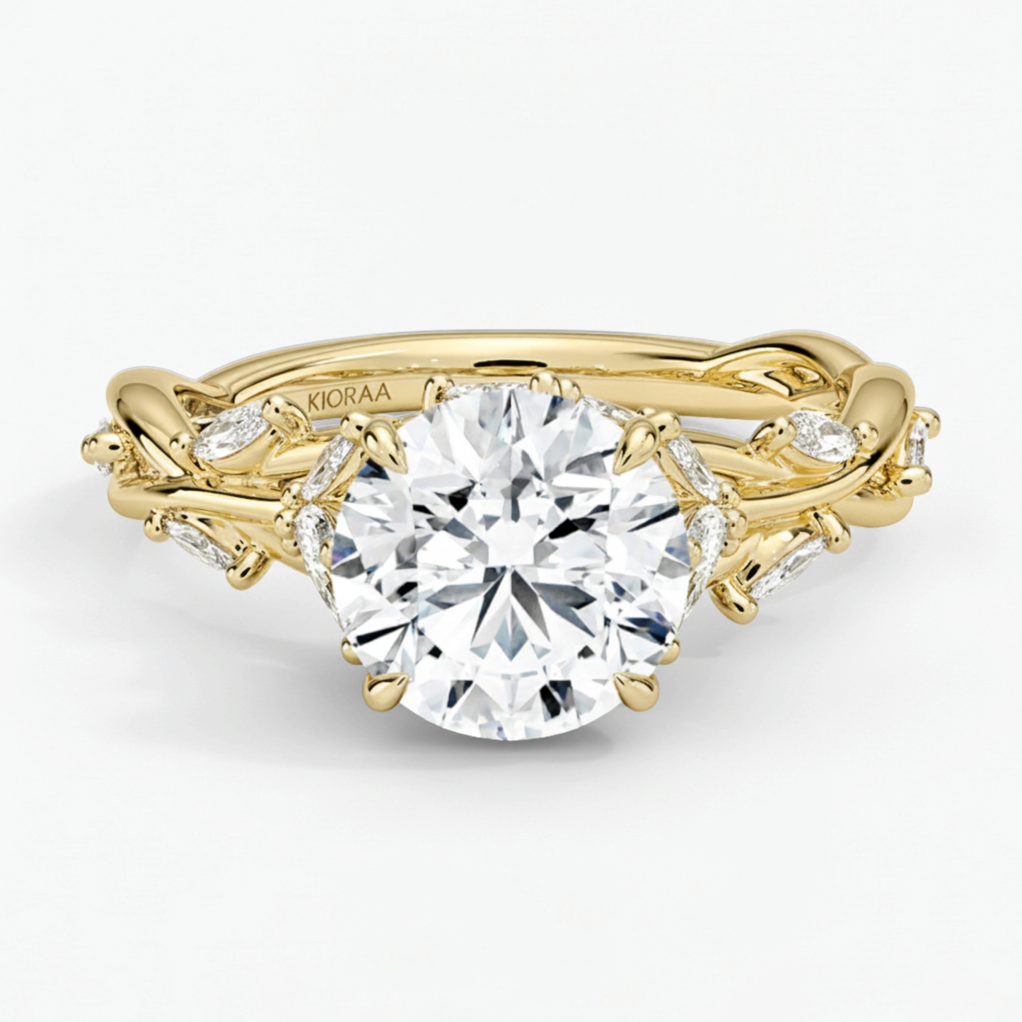 Nature Inspired Round Engagement Ring