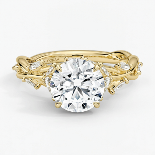 Nature Inspired Round Engagement Ring