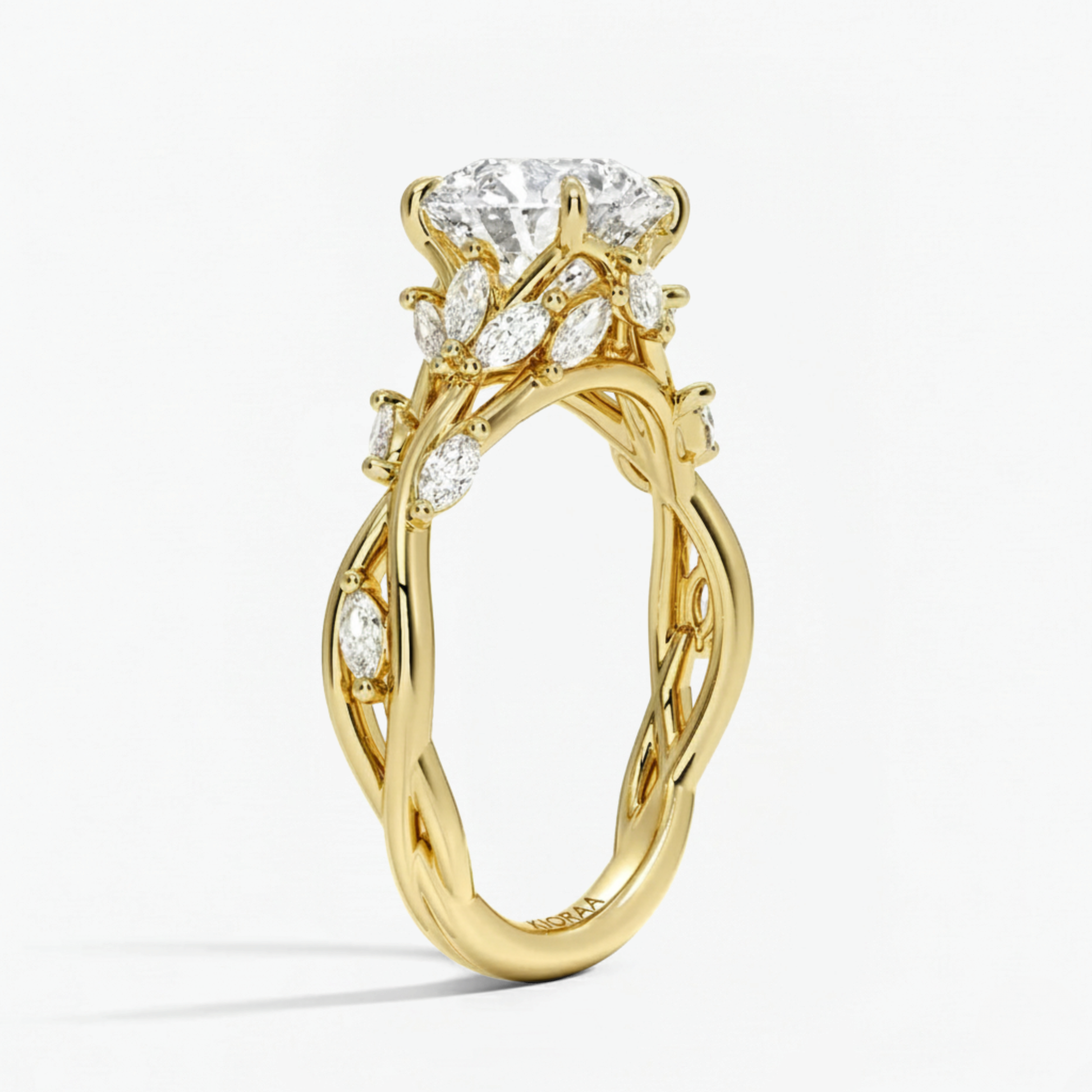 Nature Inspired Round Engagement Ring