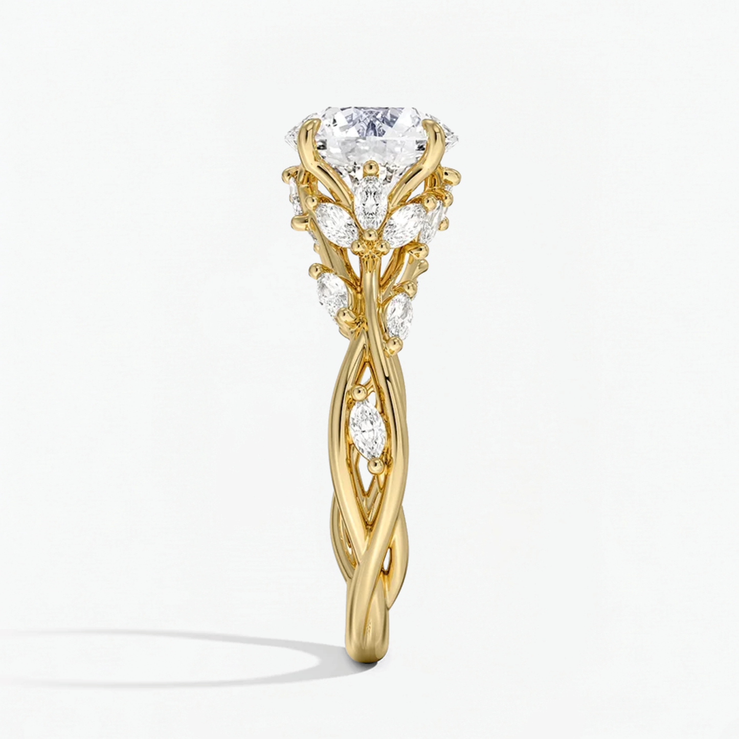 Nature Inspired Round Engagement Ring