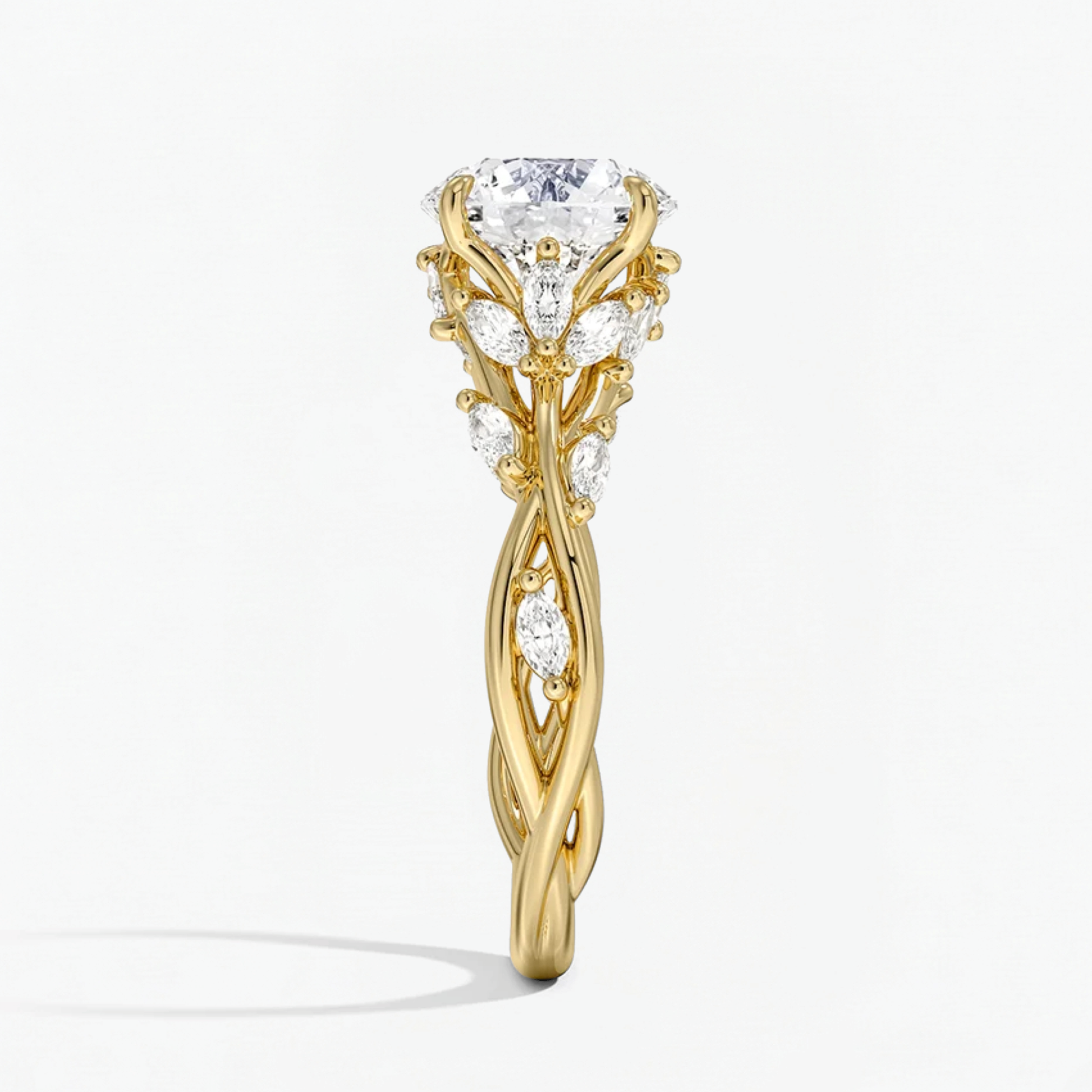 Nature Inspired Round Engagement Ring