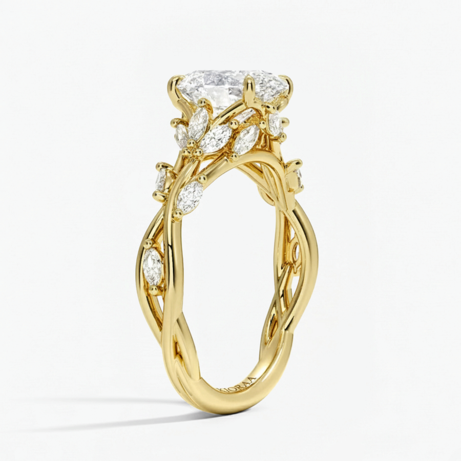 Nature Inspired Oval Engagement Ring
