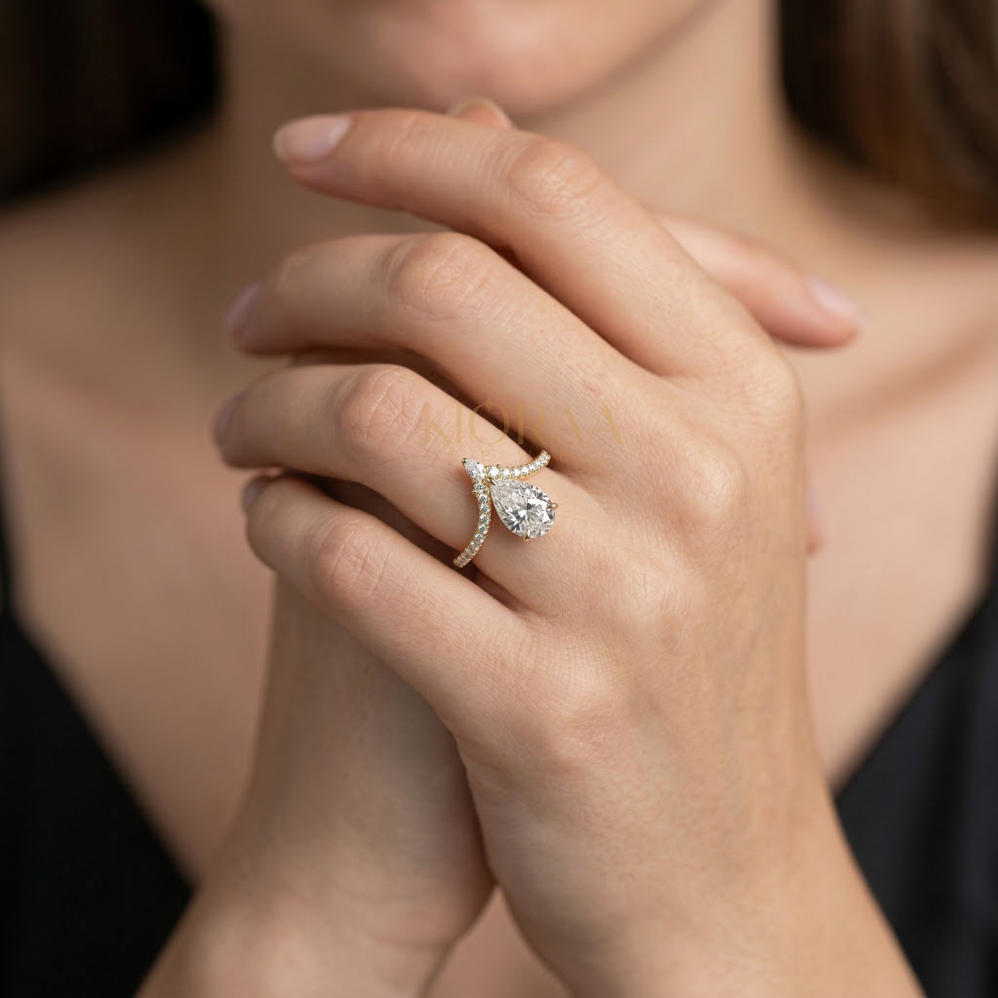 Pear Shape Lab Grown Diamond Engagement Ring