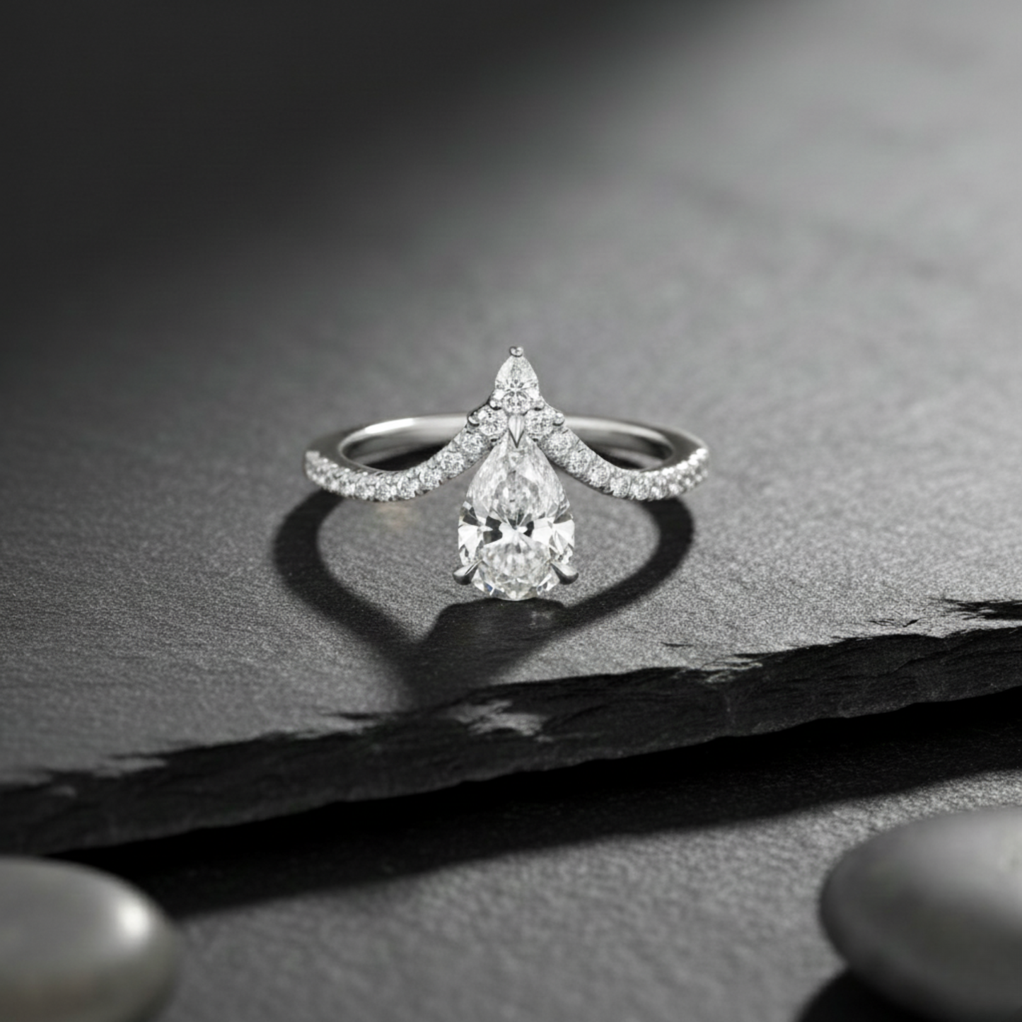 Pear Shape Lab Grown Diamond Engagement Ring