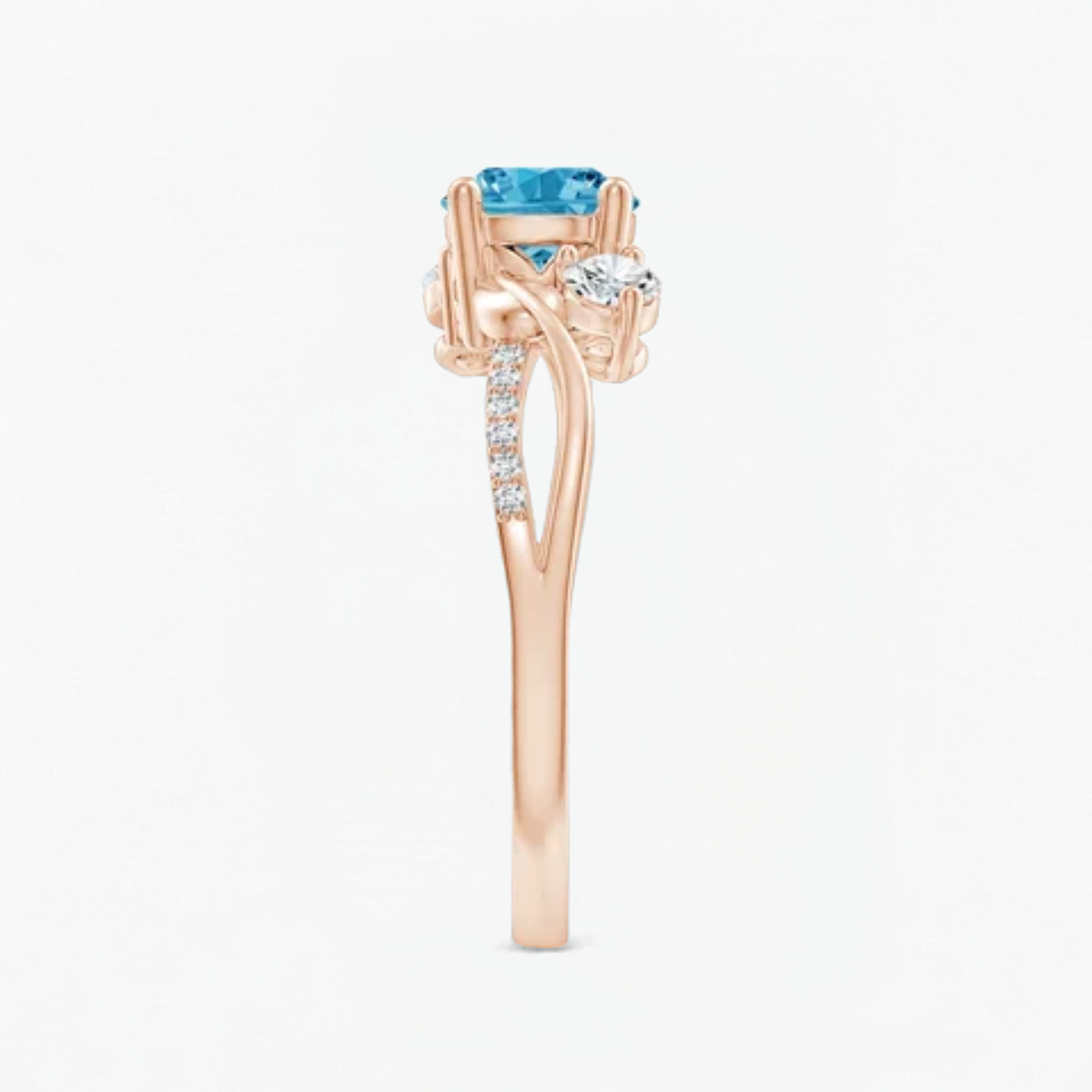 Twisted Fancy Blue Round Cut Diamond Engagement Ring