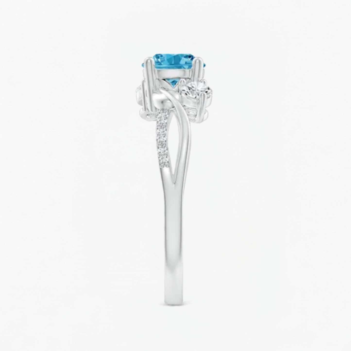 Twisted Fancy Blue Round Cut Diamond Engagement Ring