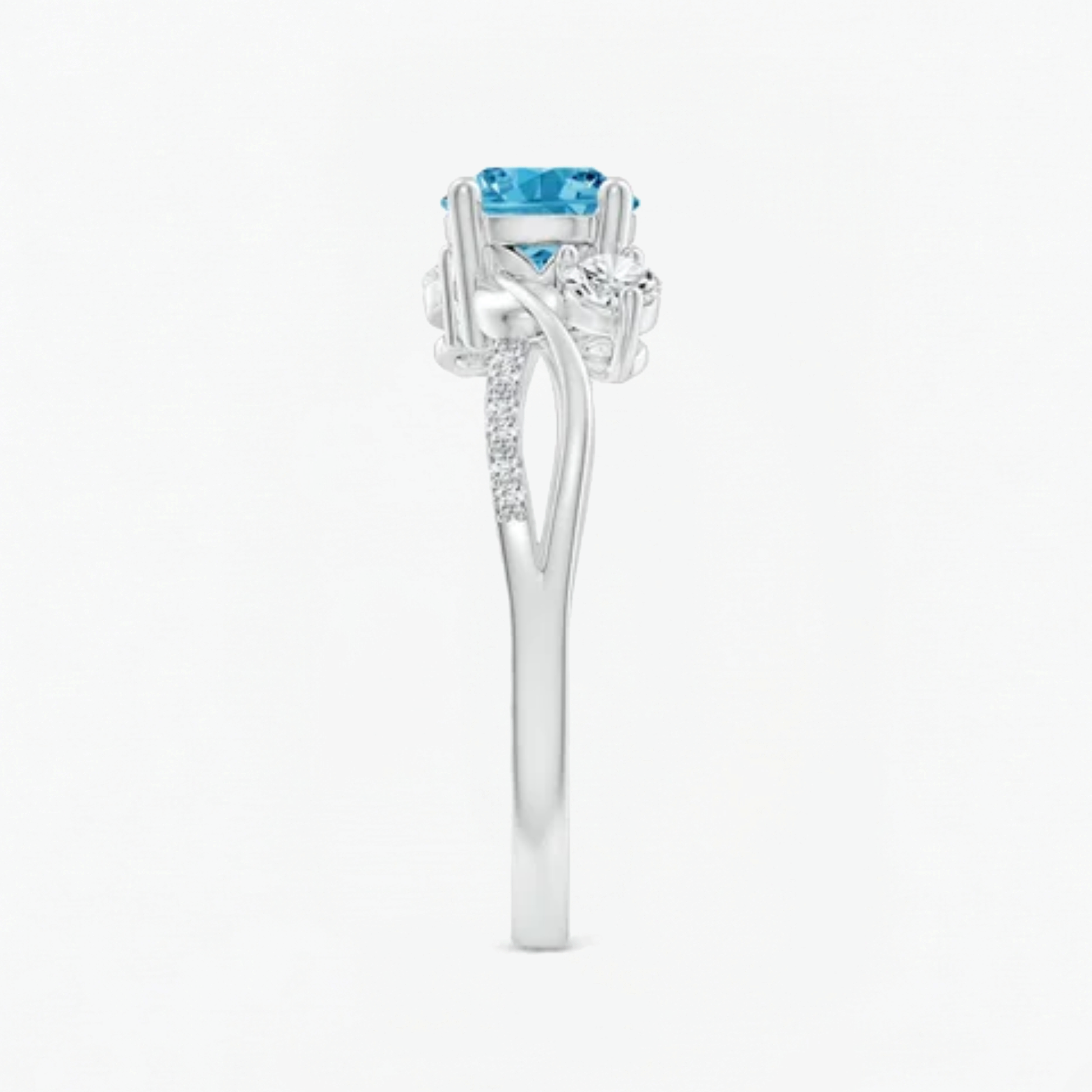 Twisted Fancy Blue Round Cut Diamond Engagement Ring