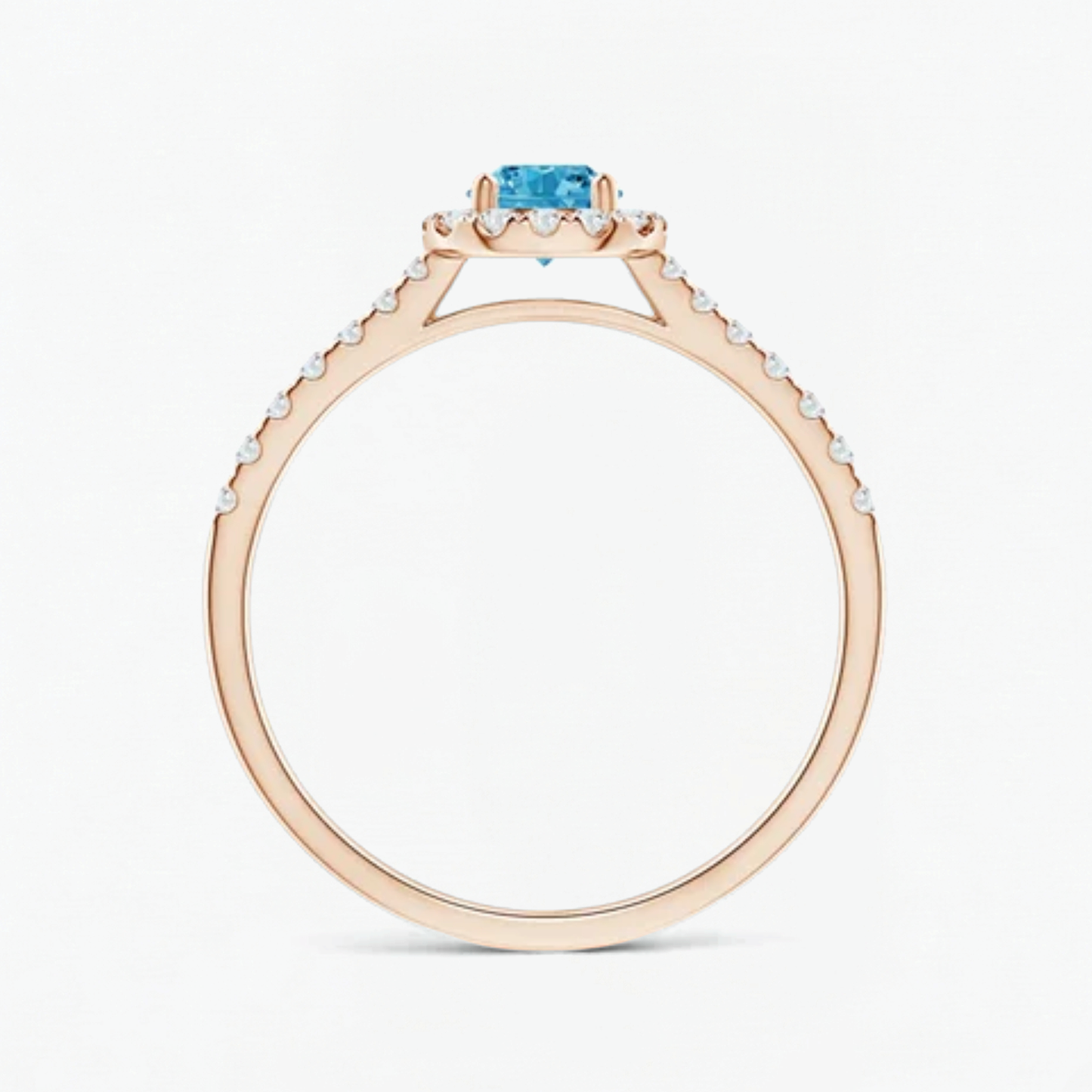Fancy Blue Round Cut Diamond Halo Engagement Ring