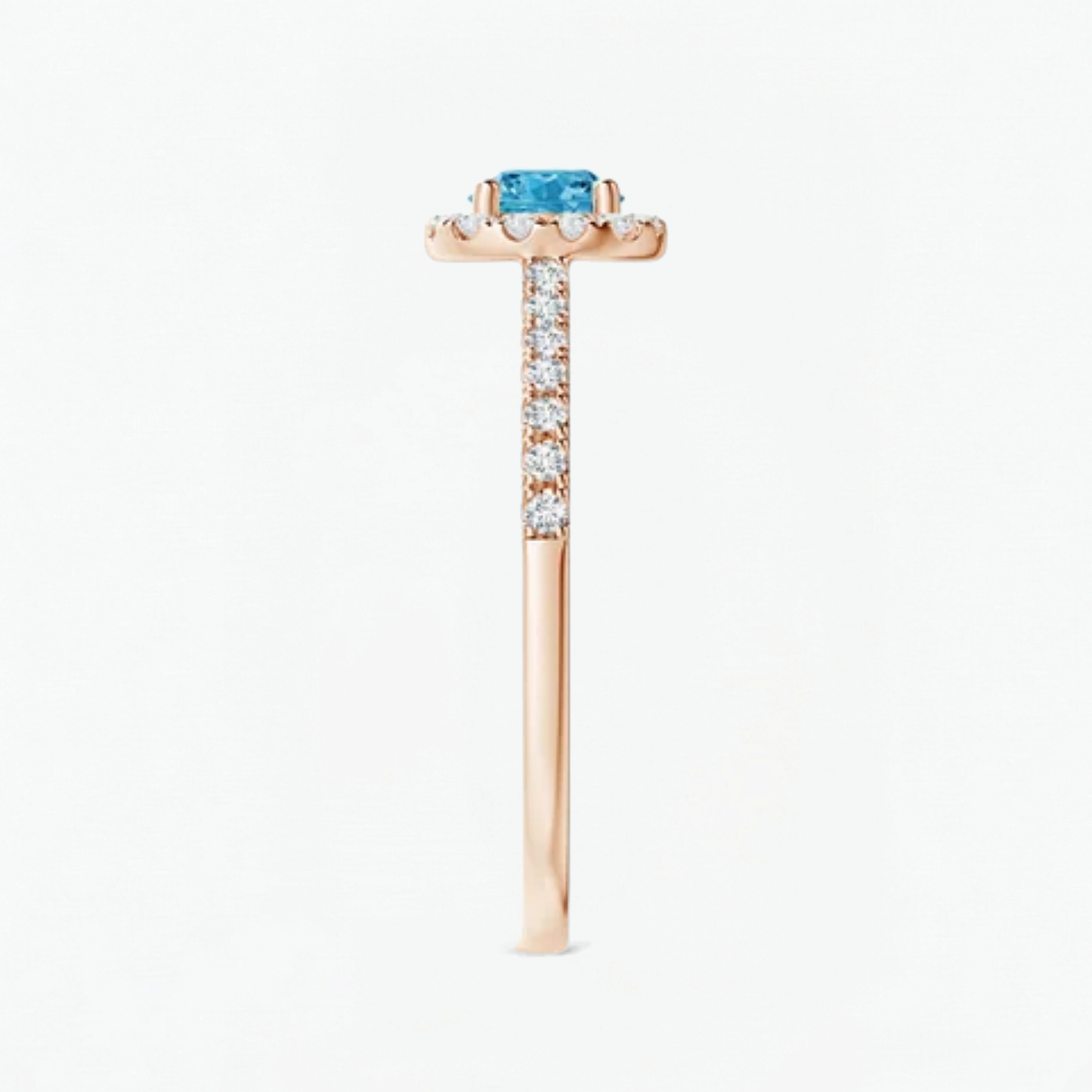 Fancy Blue Round Cut Diamond Halo Engagement Ring