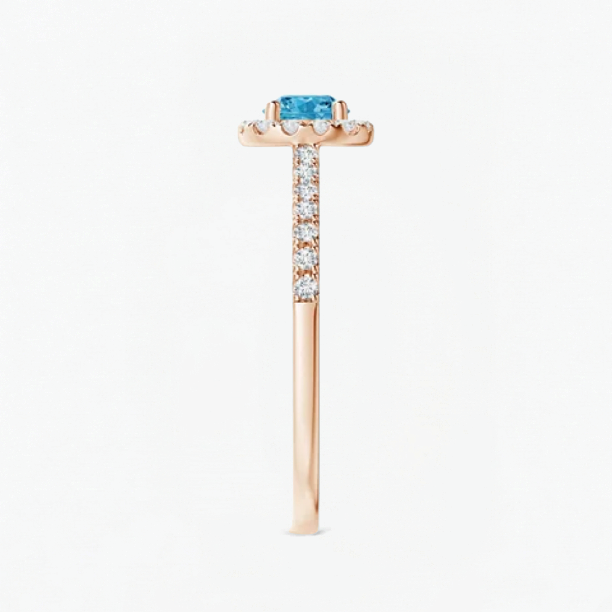 Fancy Blue Round Cut Diamond Halo Engagement Ring
