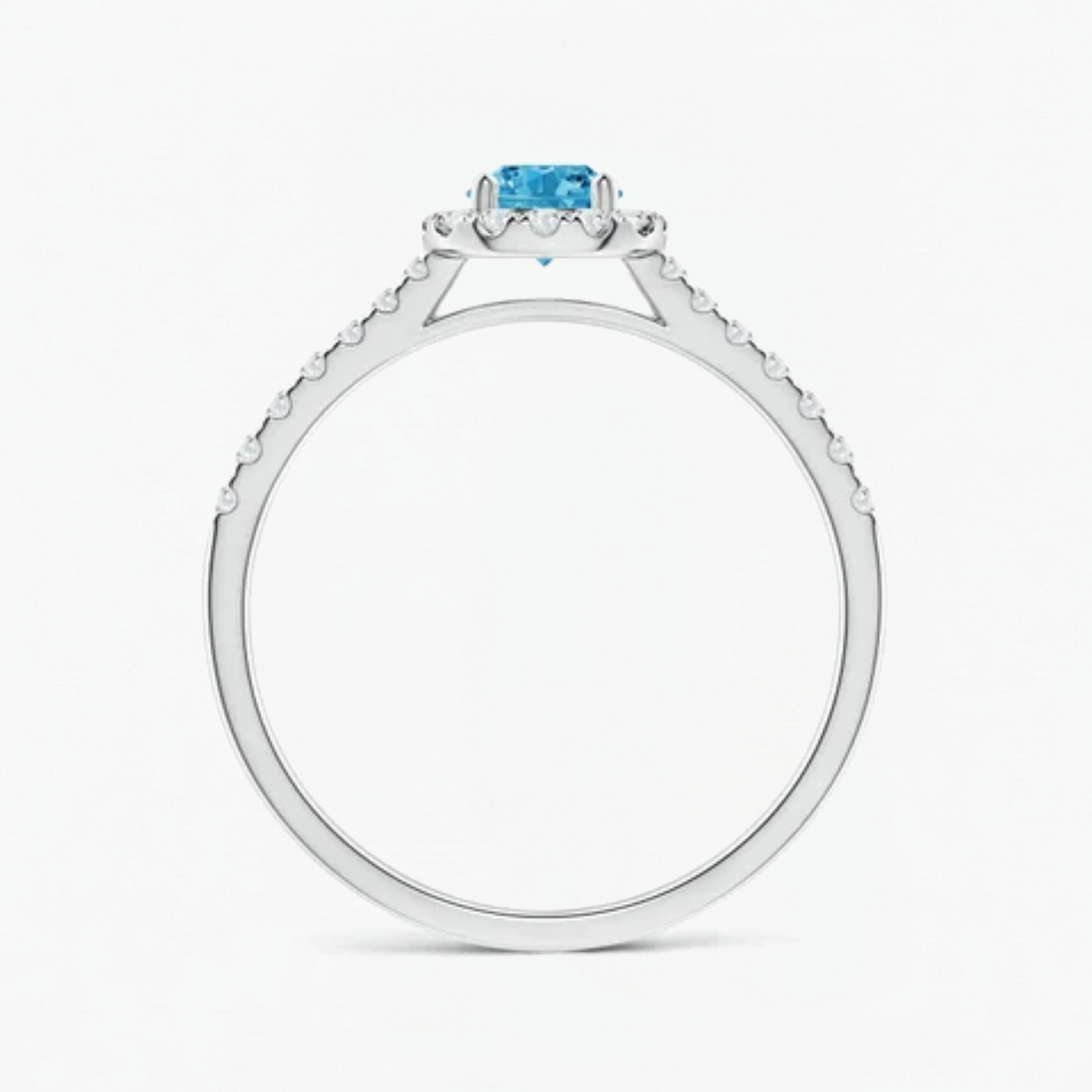 Fancy Blue Round Cut Diamond Halo Engagement Ring