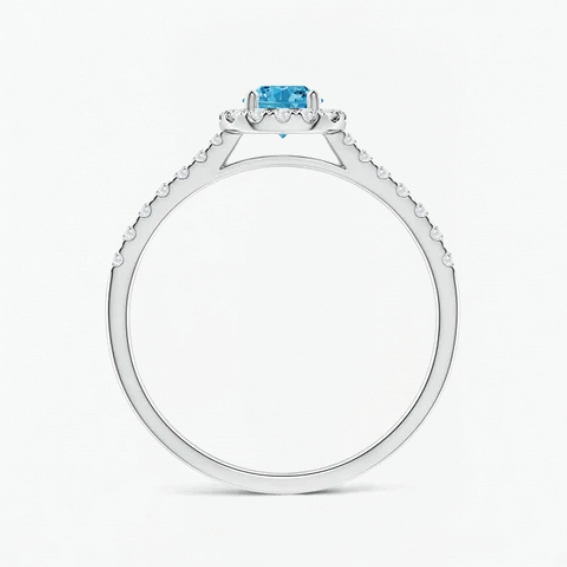 Fancy Blue Round Cut Diamond Halo Engagement Ring