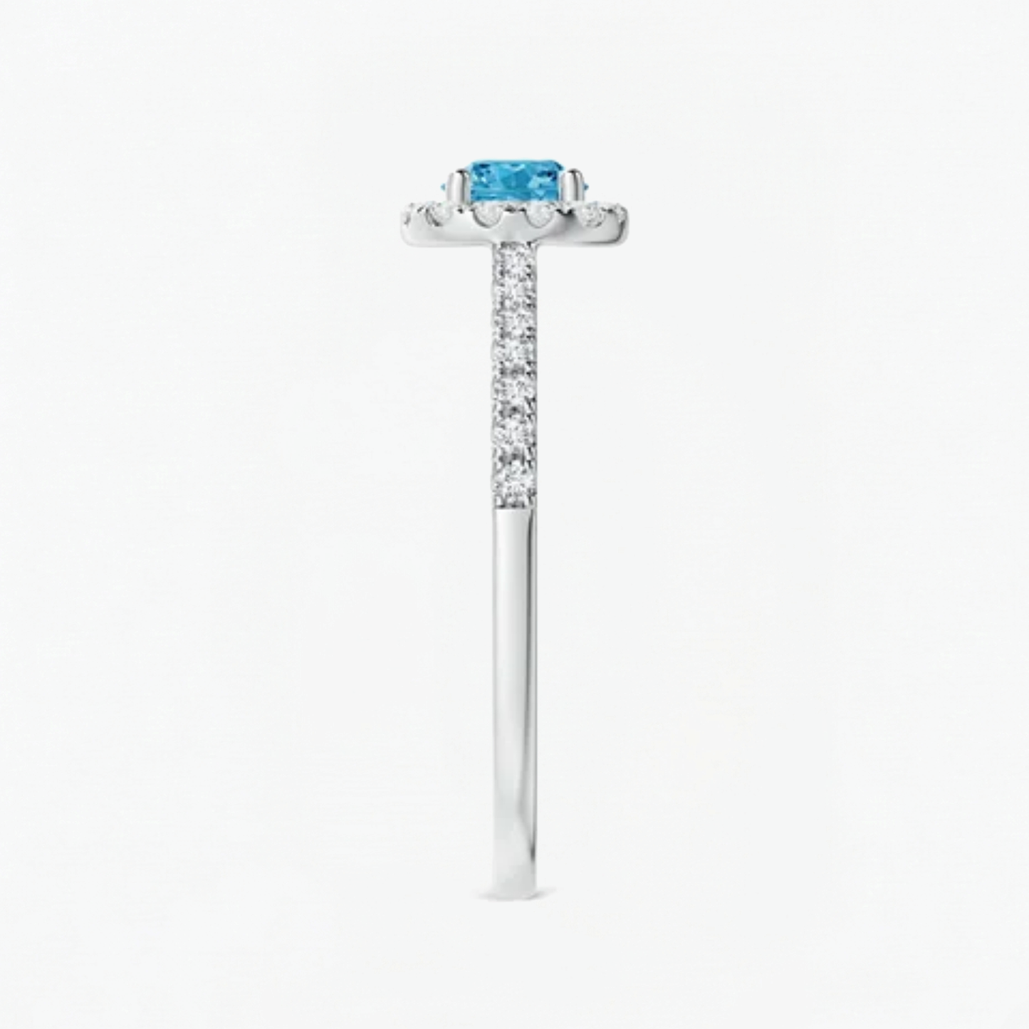 Fancy Blue Round Cut Diamond Halo Engagement Ring