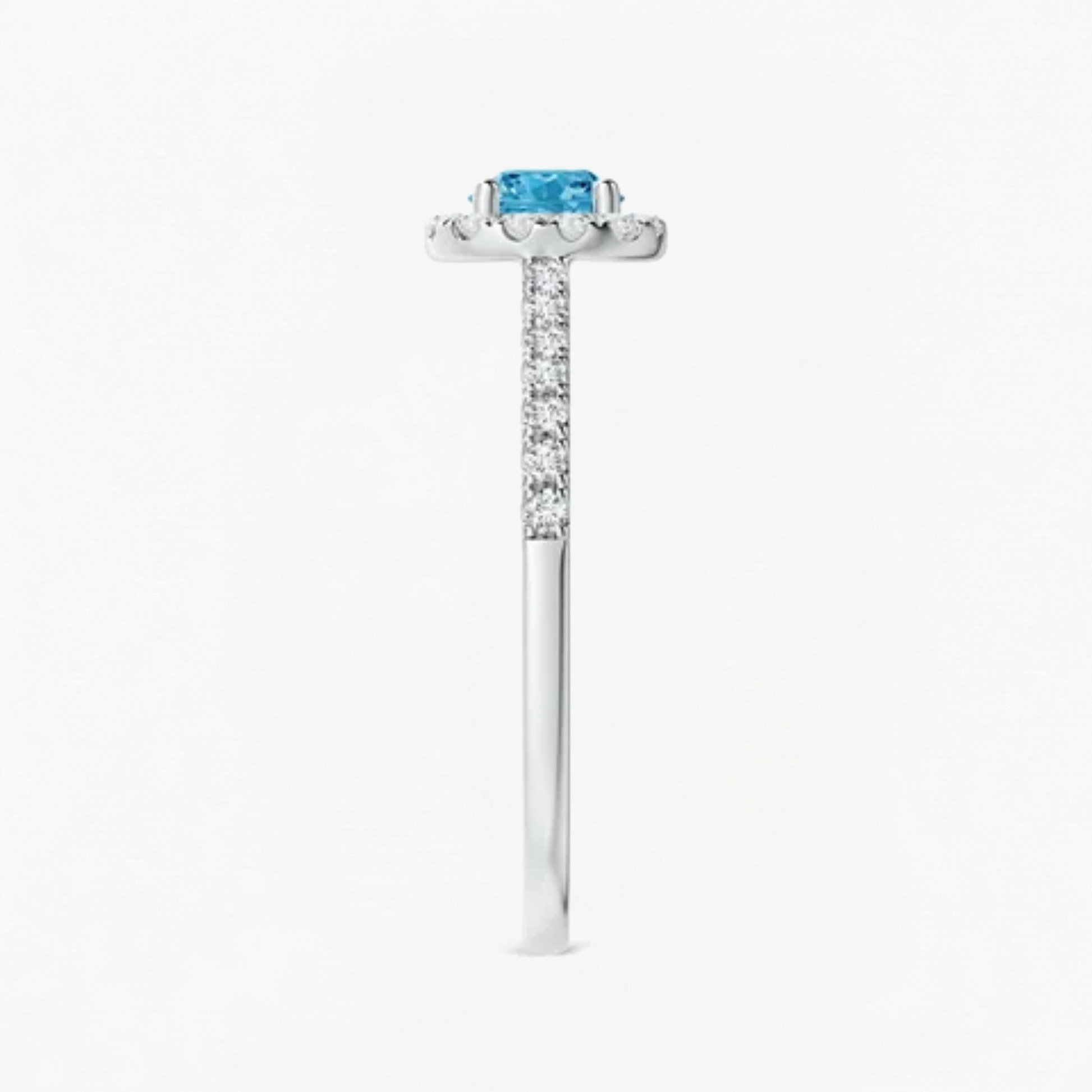 Fancy Blue Round Cut Diamond Halo Engagement Ring