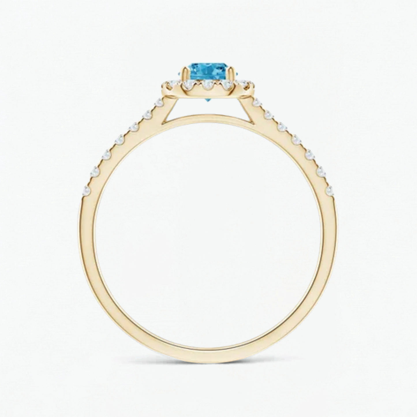 Fancy Blue Round Cut Diamond Halo Engagement Ring