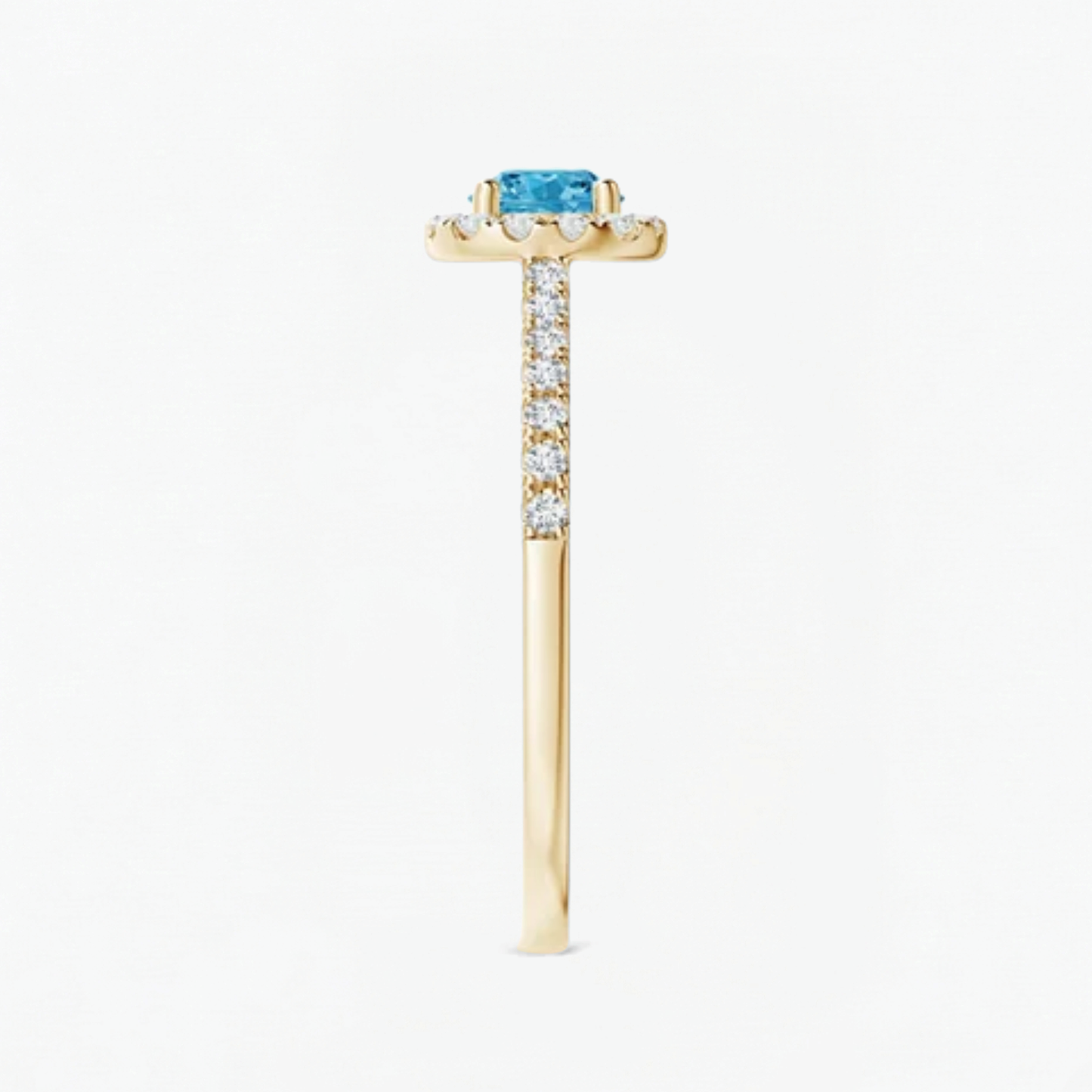 Fancy Blue Round Cut Diamond Halo Engagement Ring