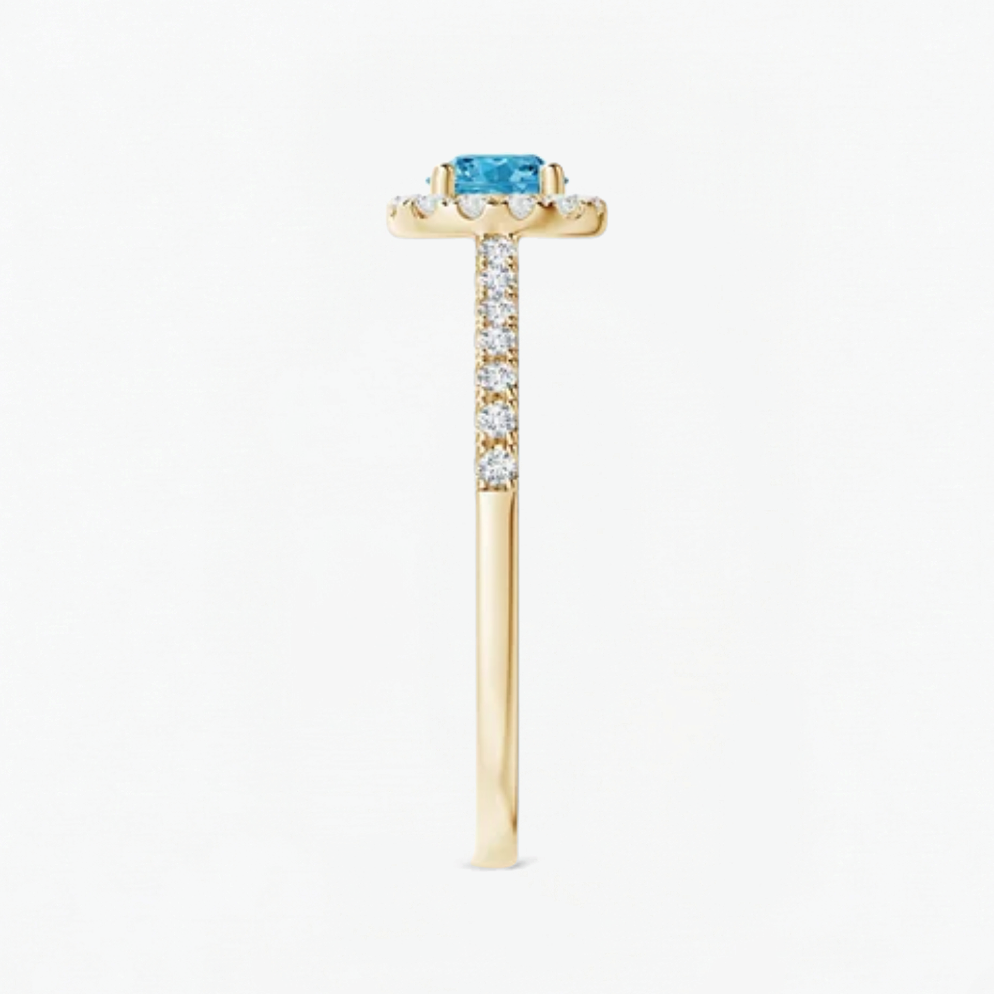 Fancy Blue Round Cut Diamond Halo Engagement Ring
