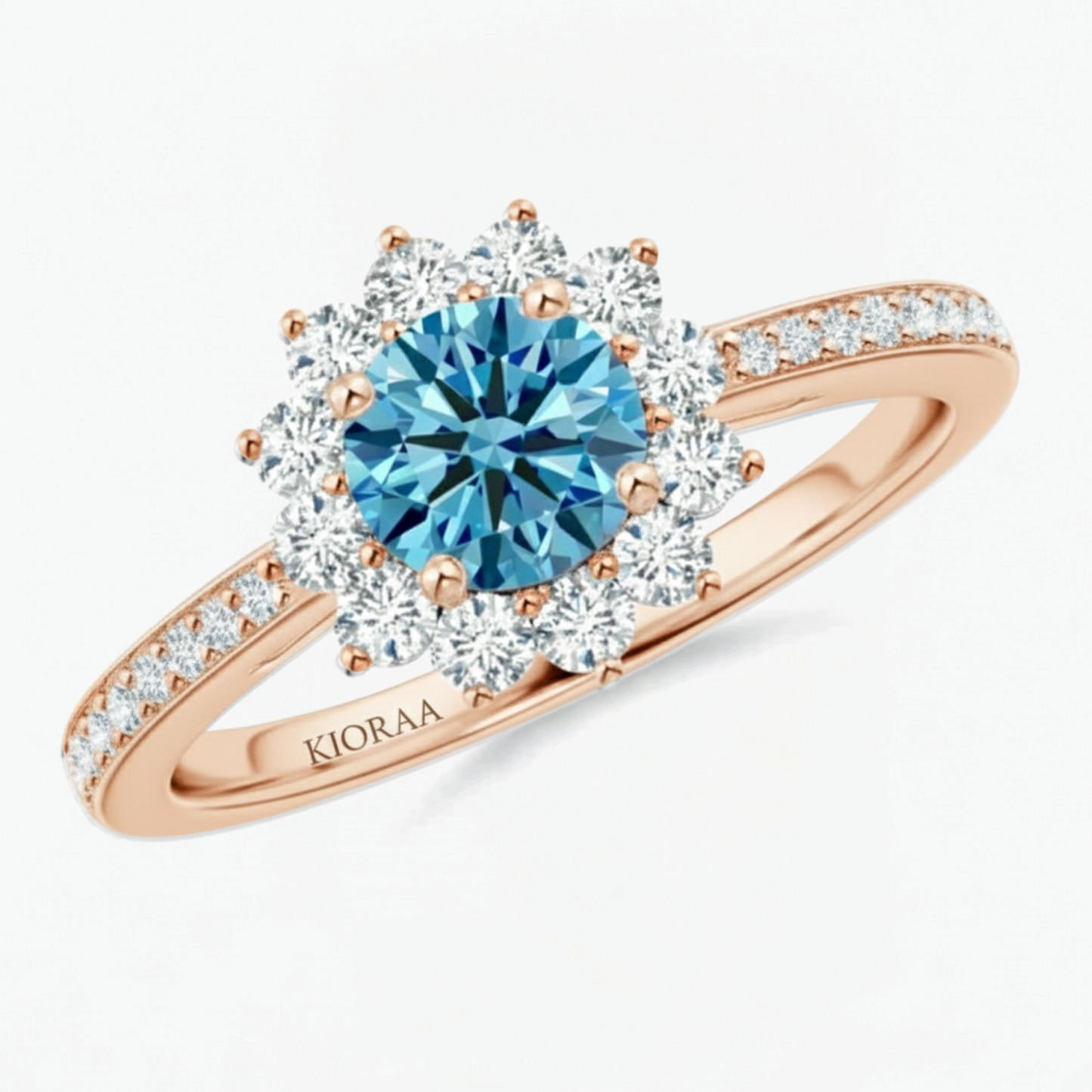 Classic Petal Fancy Blue Diamond Engagement Ring