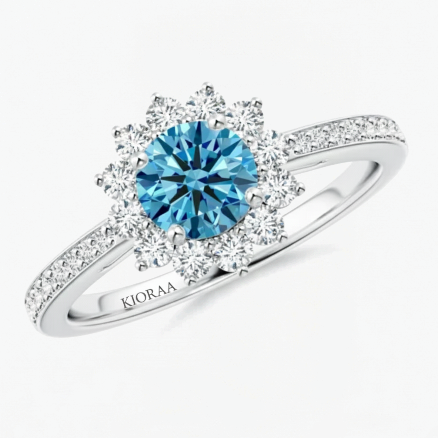 Classic Petal Fancy Blue Diamond Engagement Ring