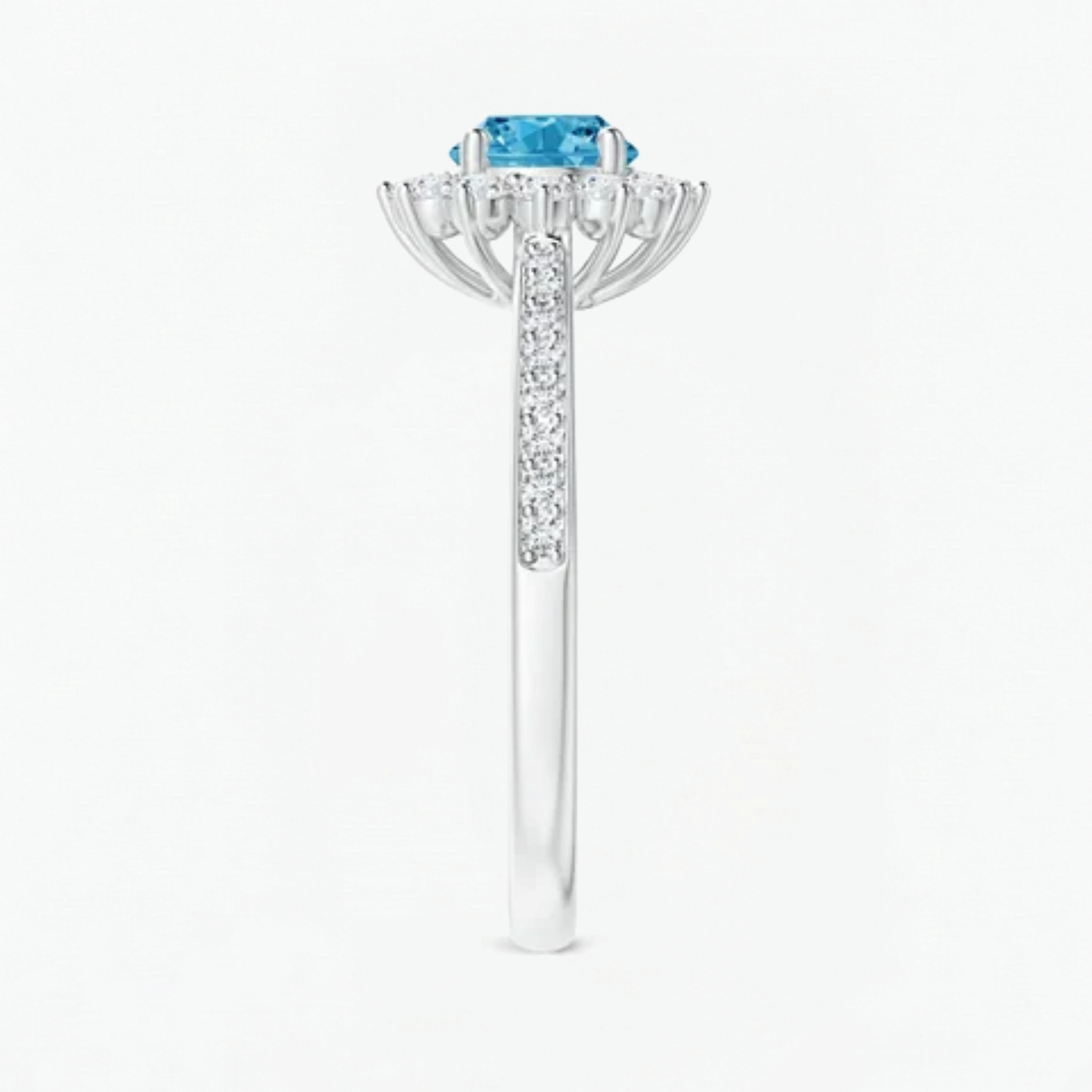 Classic Petal Fancy Blue Diamond Engagement Ring