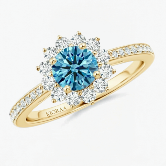 Classic Petal Fancy Blue Diamond Engagement Ring