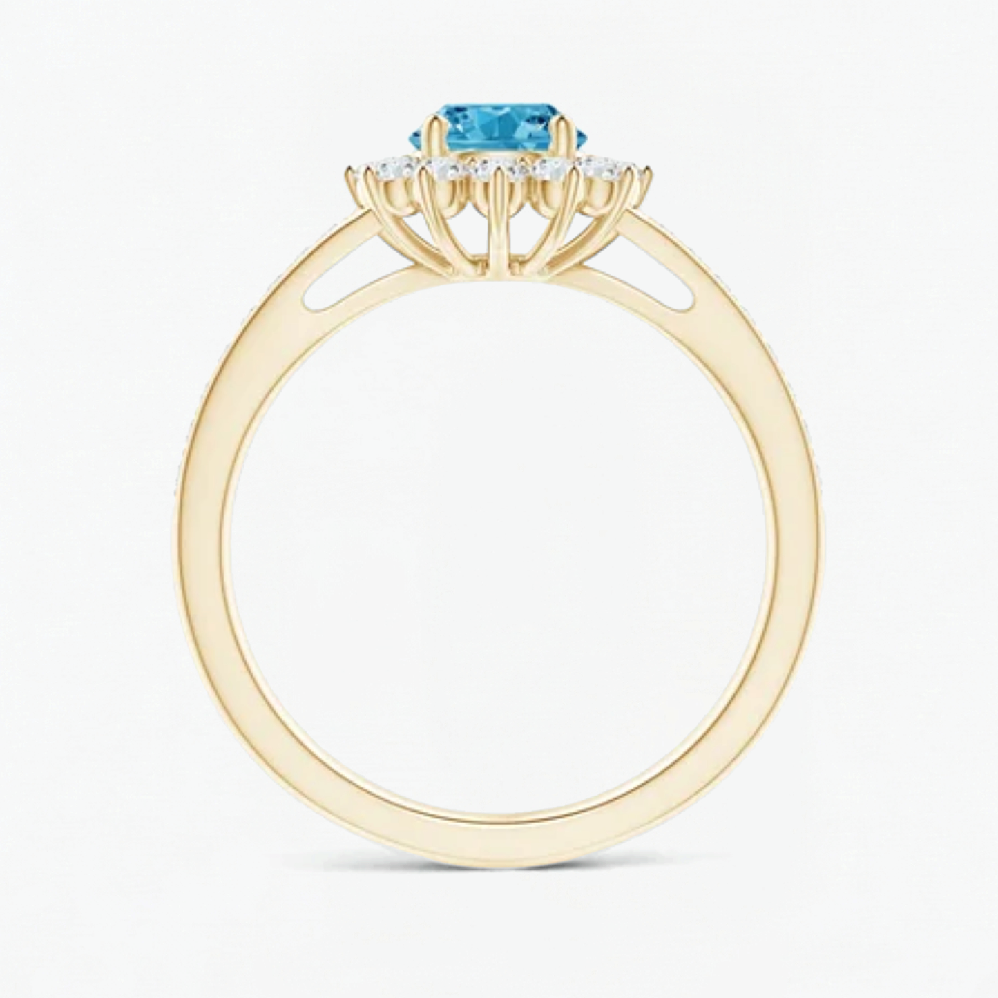 Classic Petal Fancy Blue Diamond Engagement Ring
