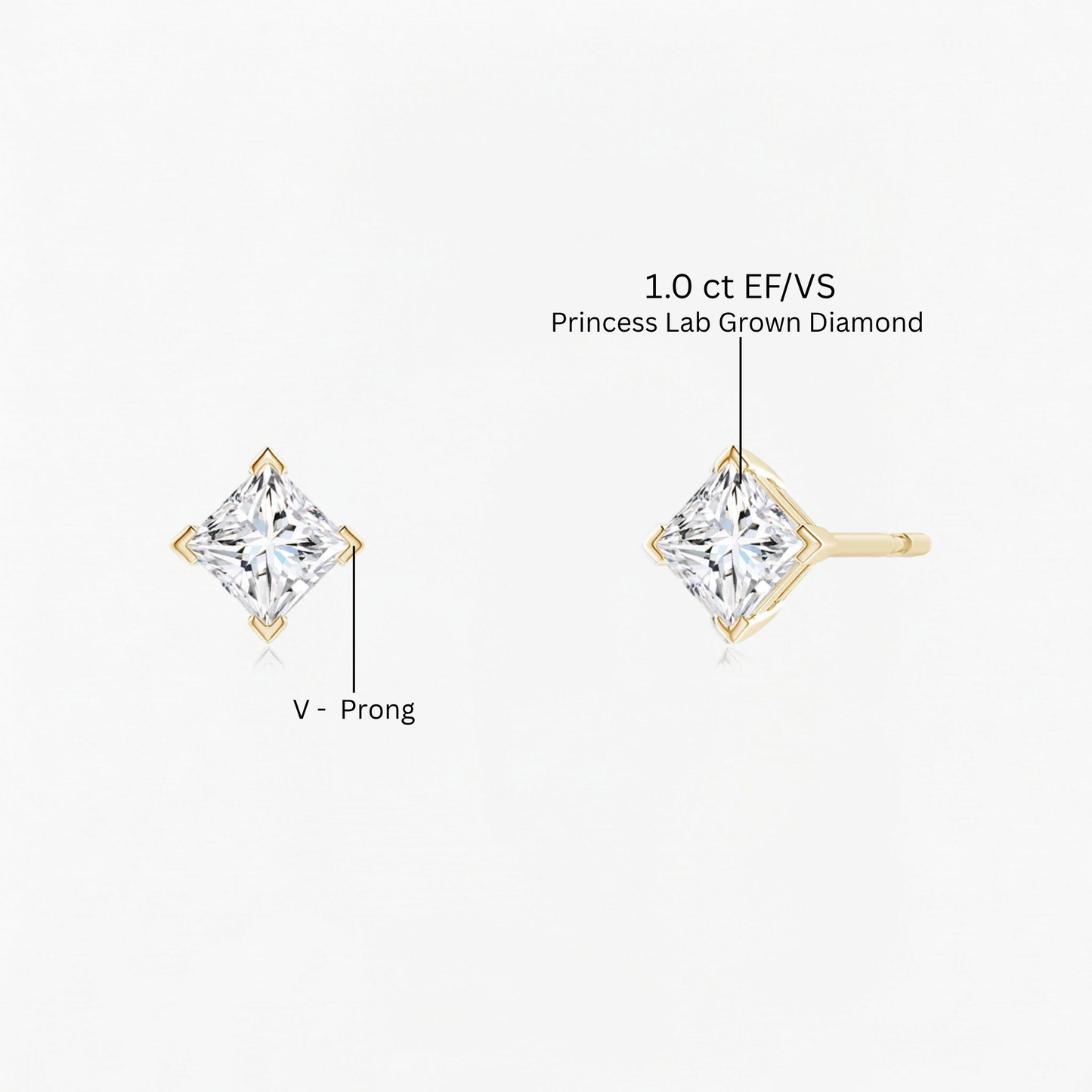 Classic V Prong Lab Diamond Studs