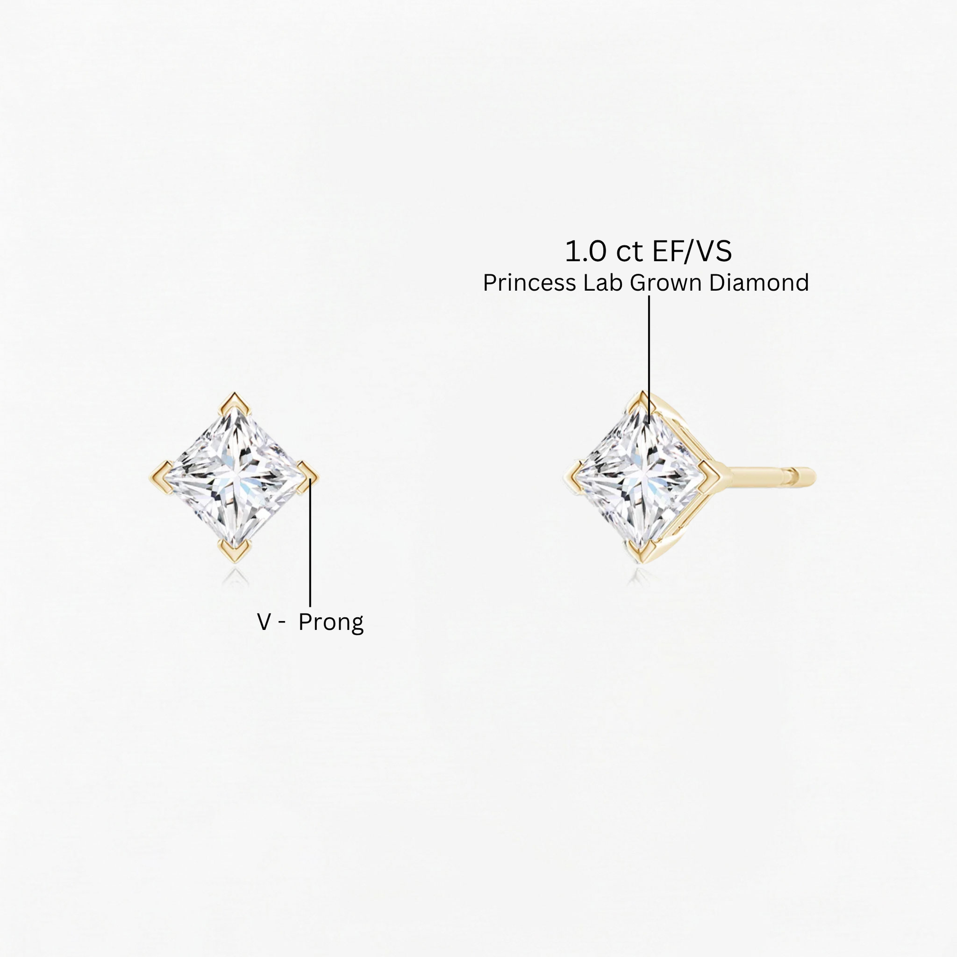 Classic V Prong Lab Diamond Studs