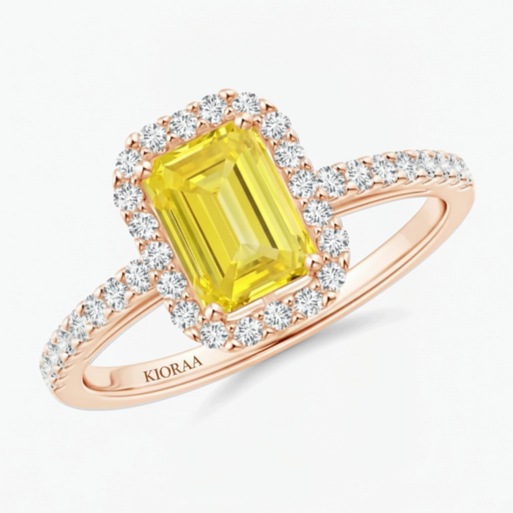 Fancy Yellow Emerald Diamond Halo Engagement Ring