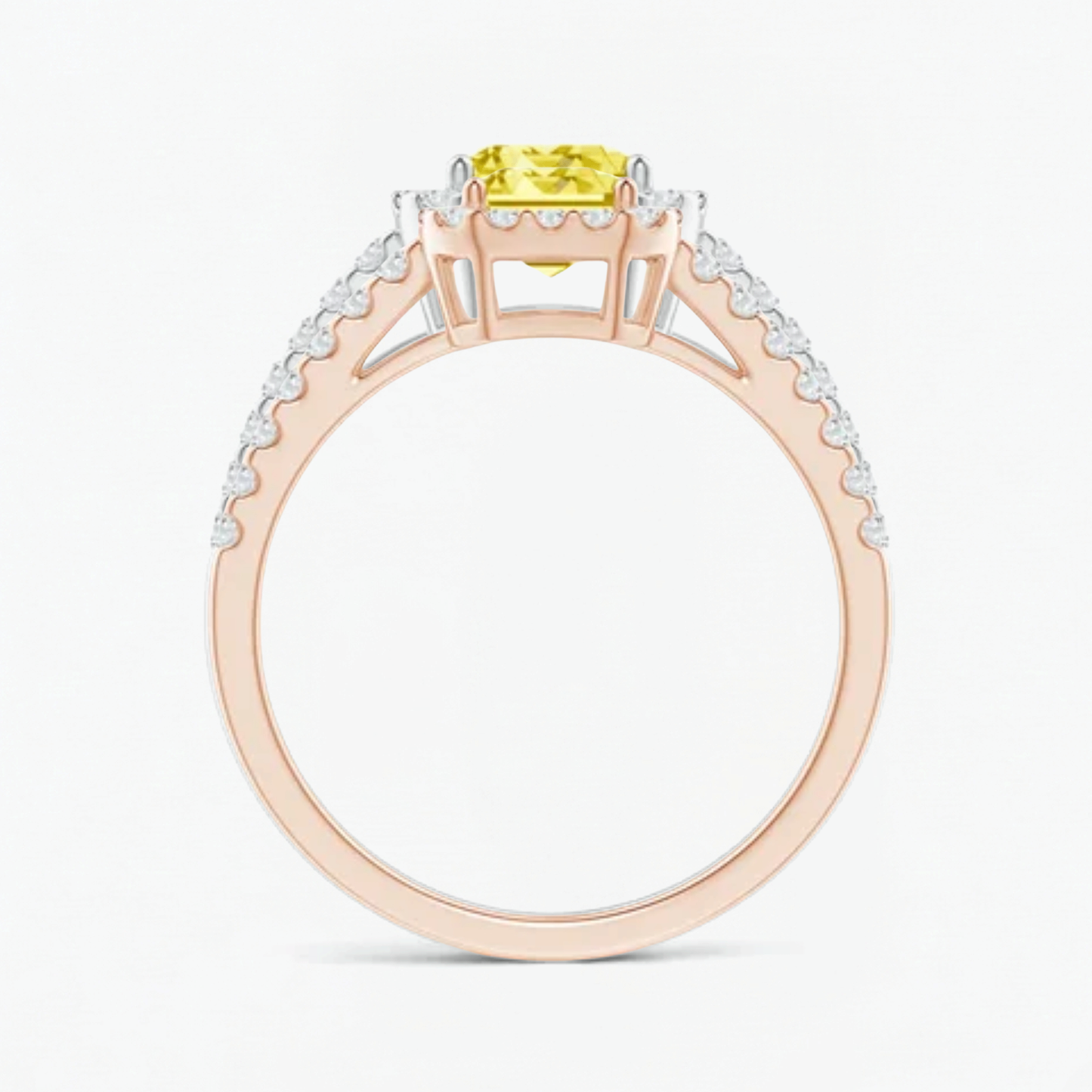 Fancy Yellow Emerald Diamond Halo Engagement Ring
