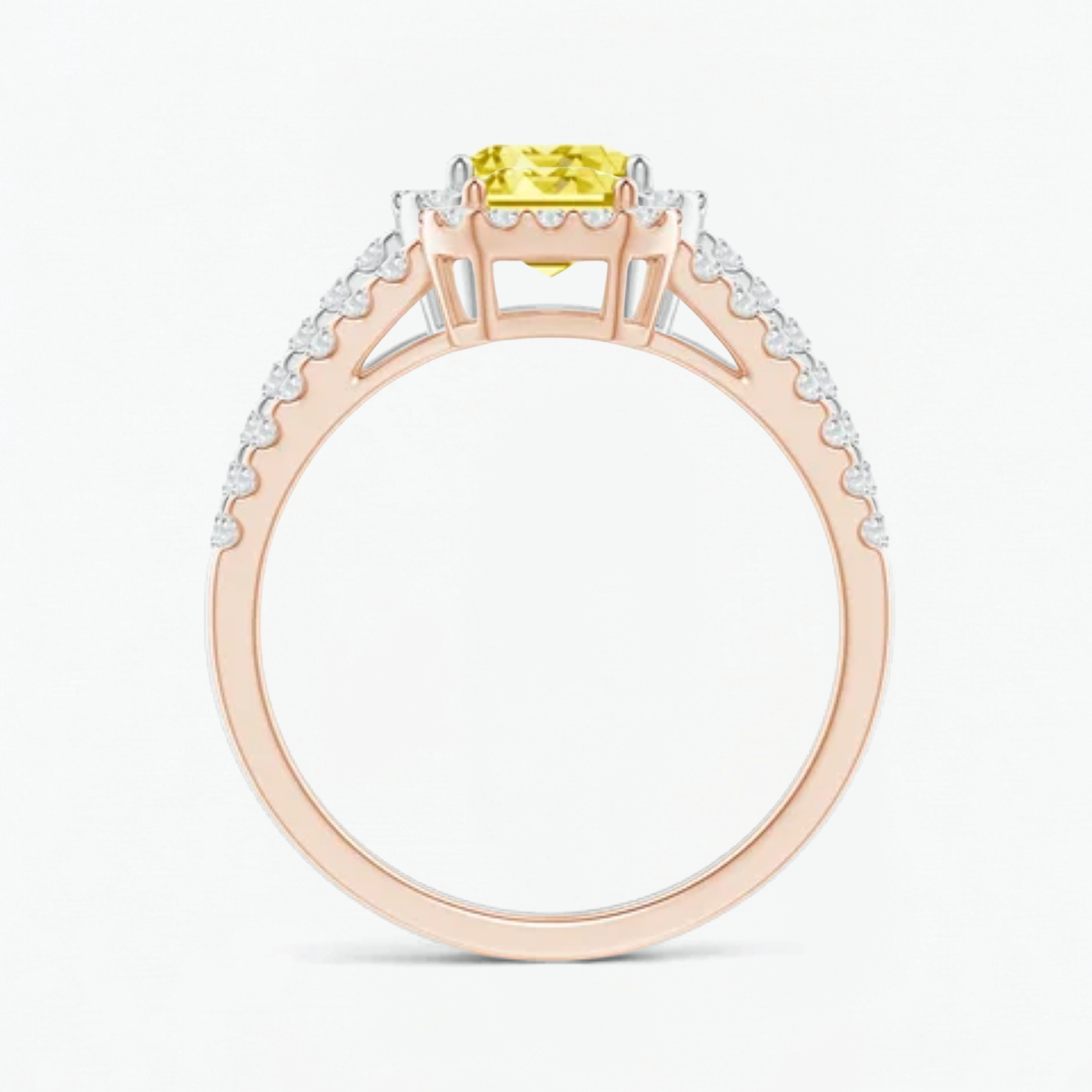 Fancy Yellow Emerald Diamond Halo Engagement Ring