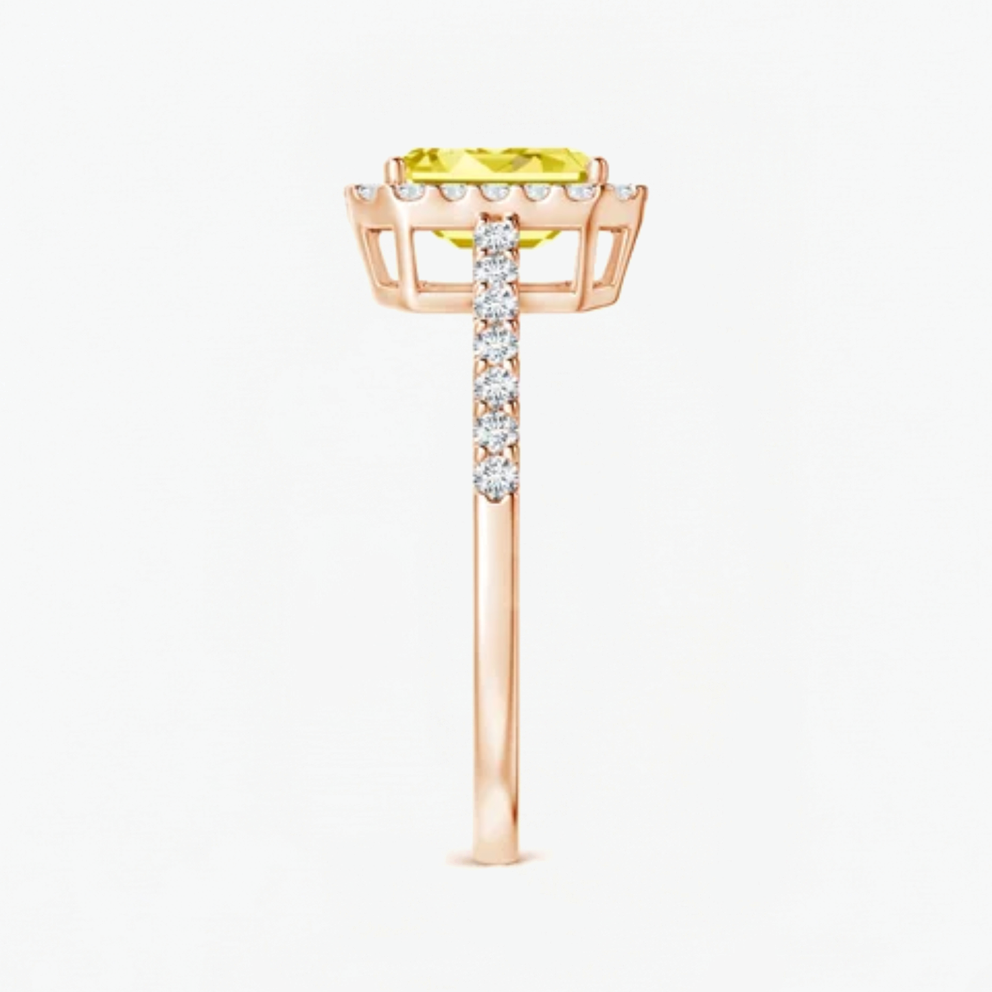 Fancy Yellow Emerald Diamond Halo Engagement Ring