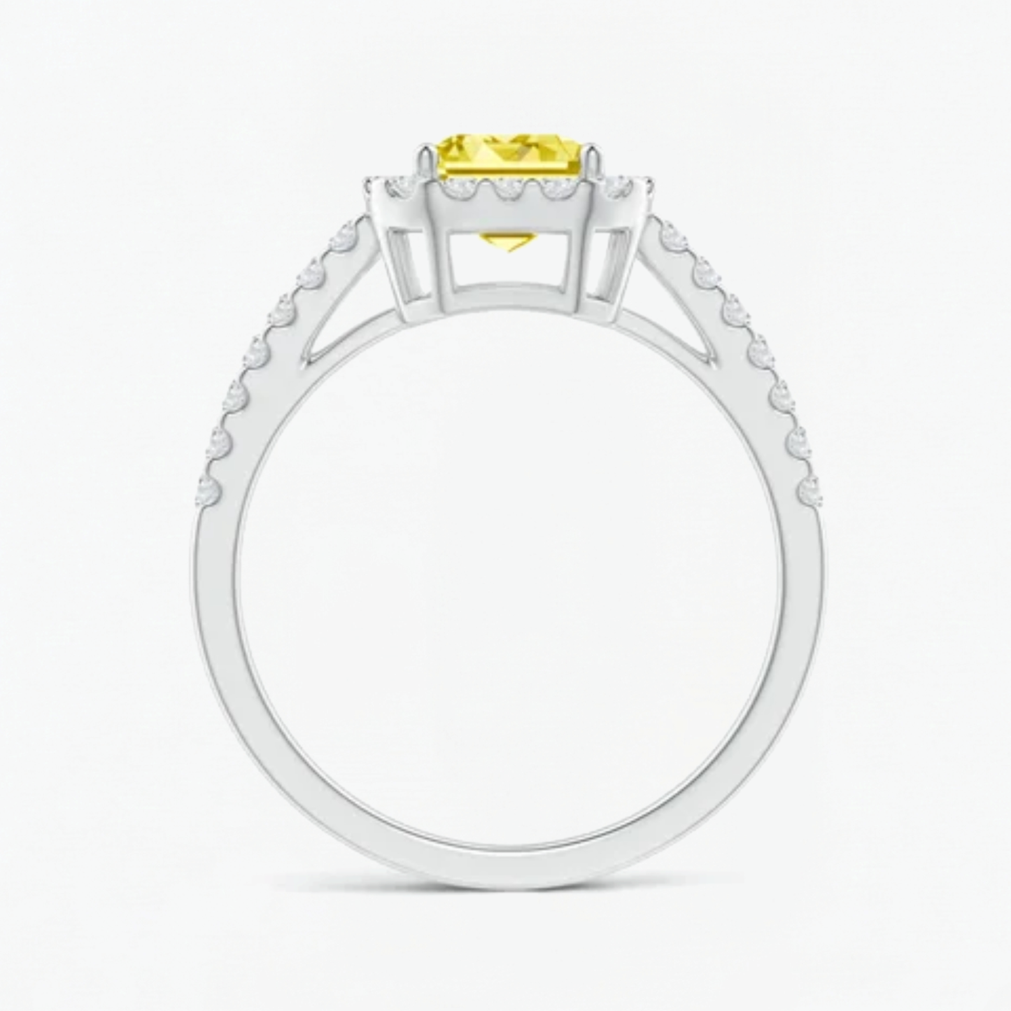 Fancy Yellow Emerald Diamond Halo Engagement Ring