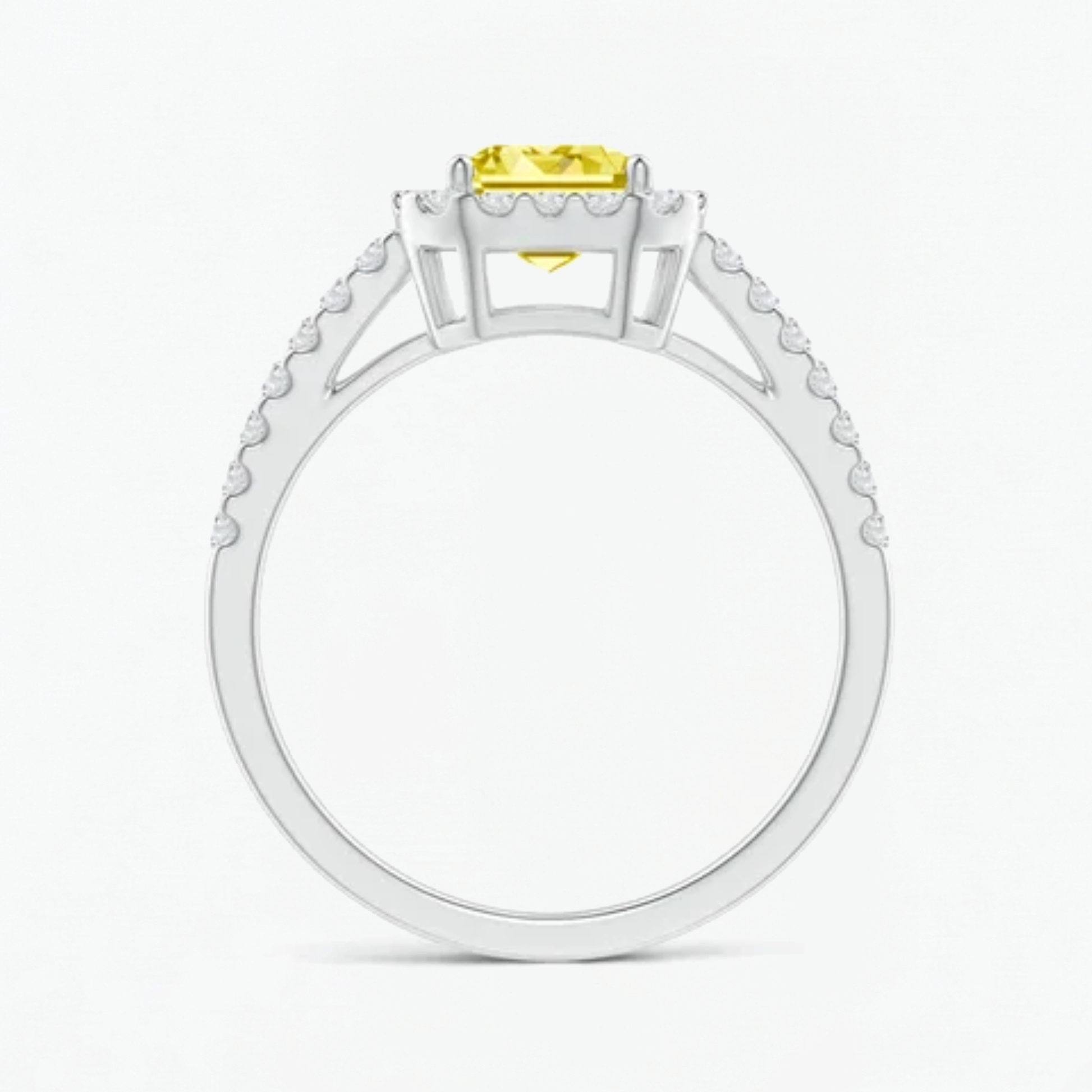 Fancy Yellow Emerald Diamond Halo Engagement Ring